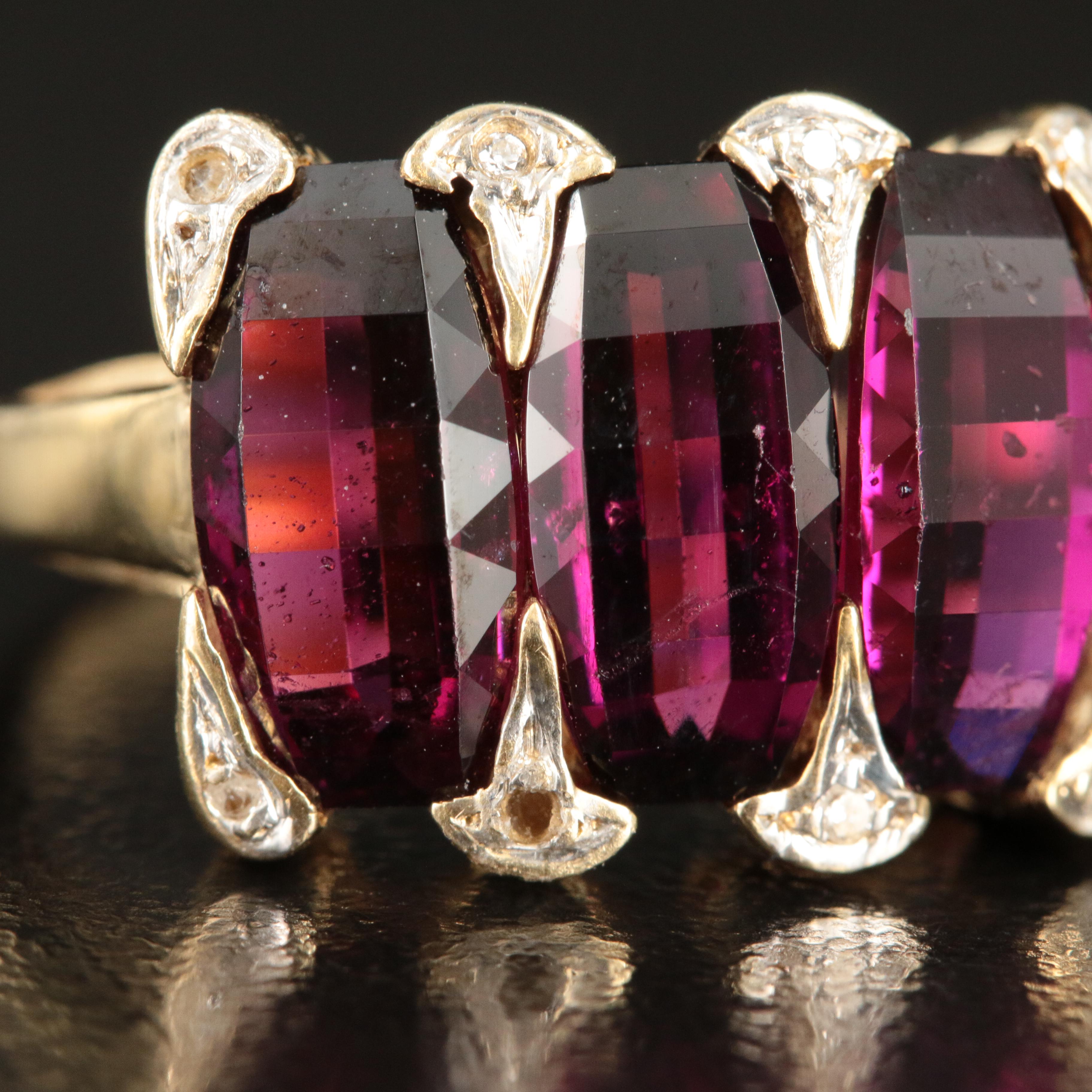 14K Garnet and Diamond Ring