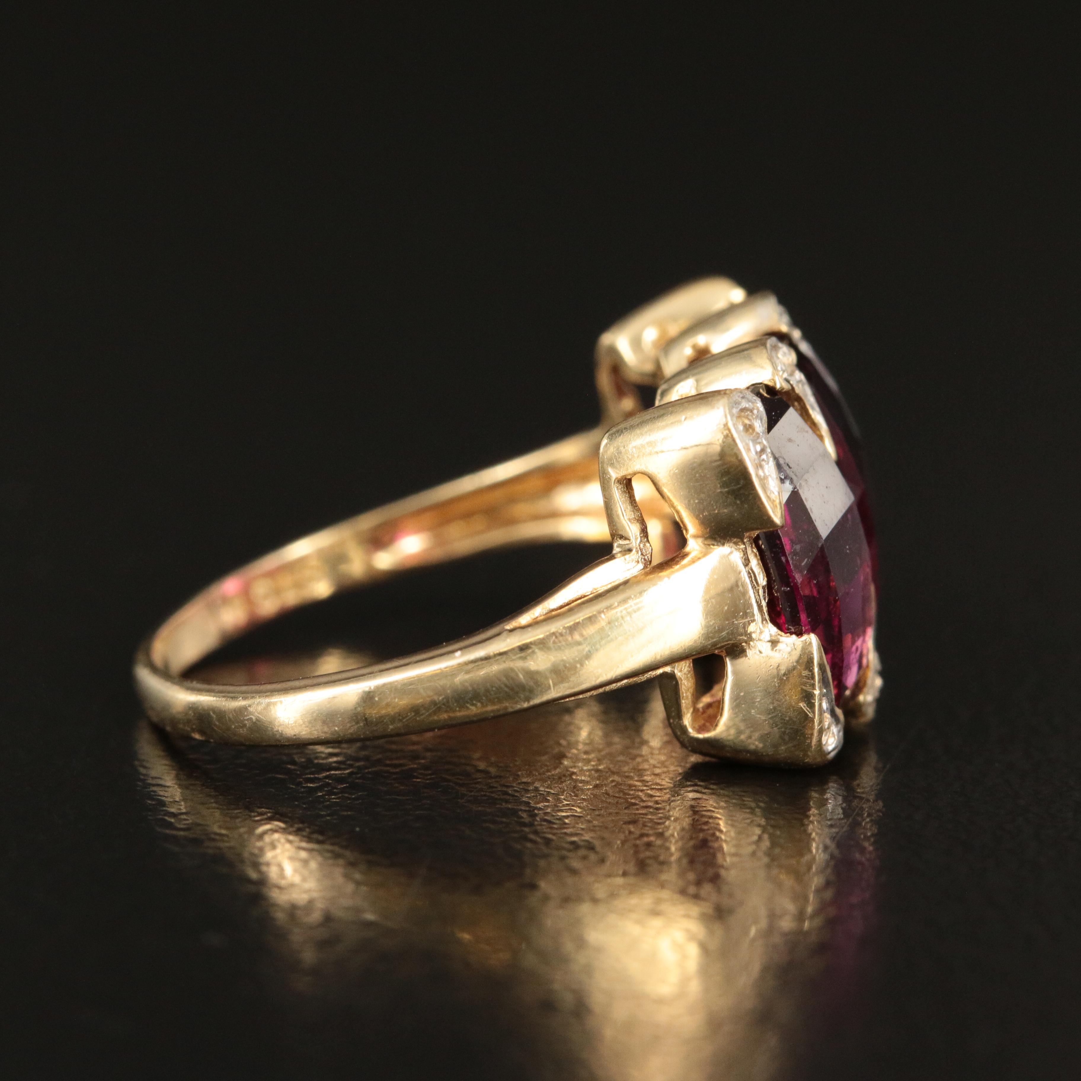 14K Garnet and Diamond Ring