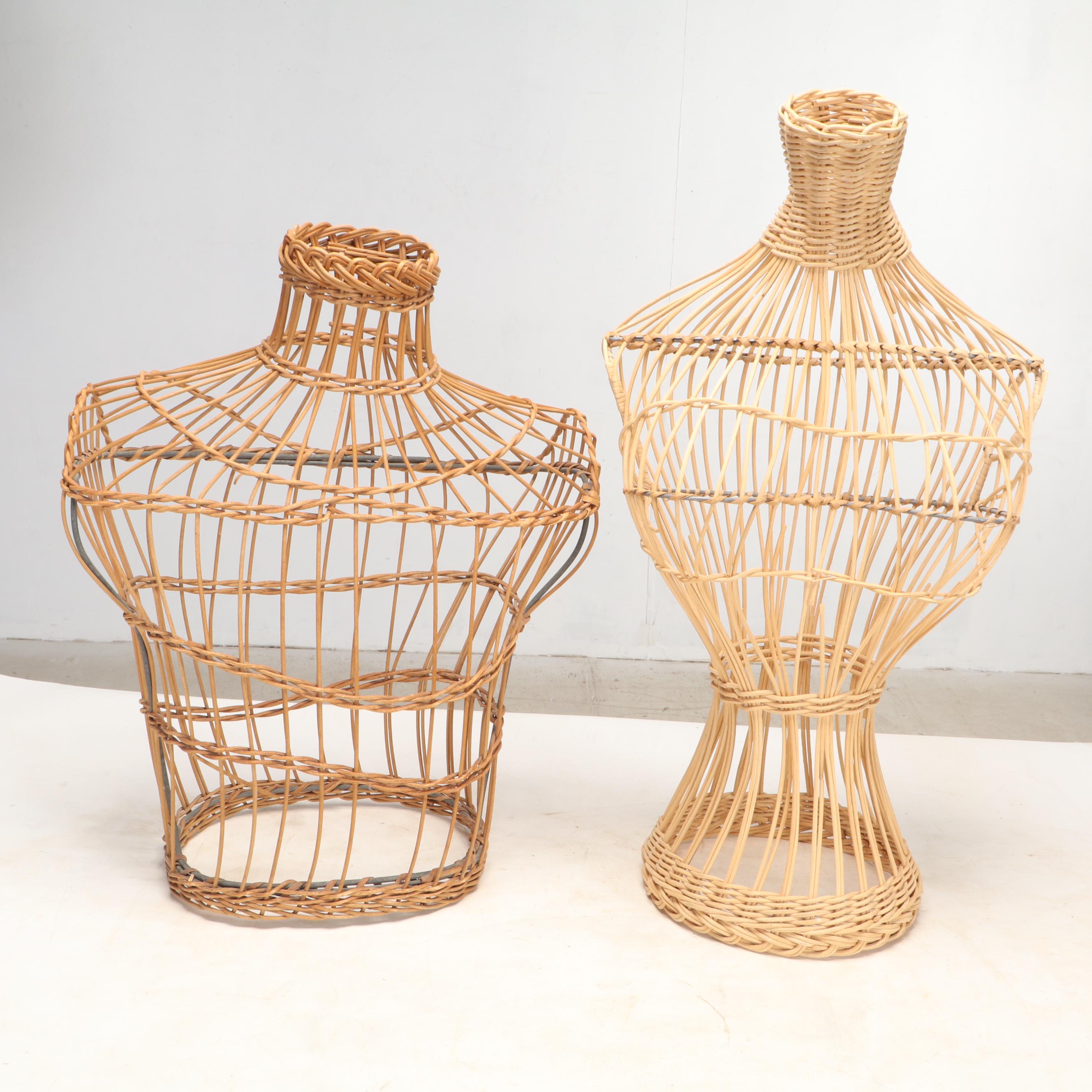Rattan Woven Mannequin Busts and Jewelry Form