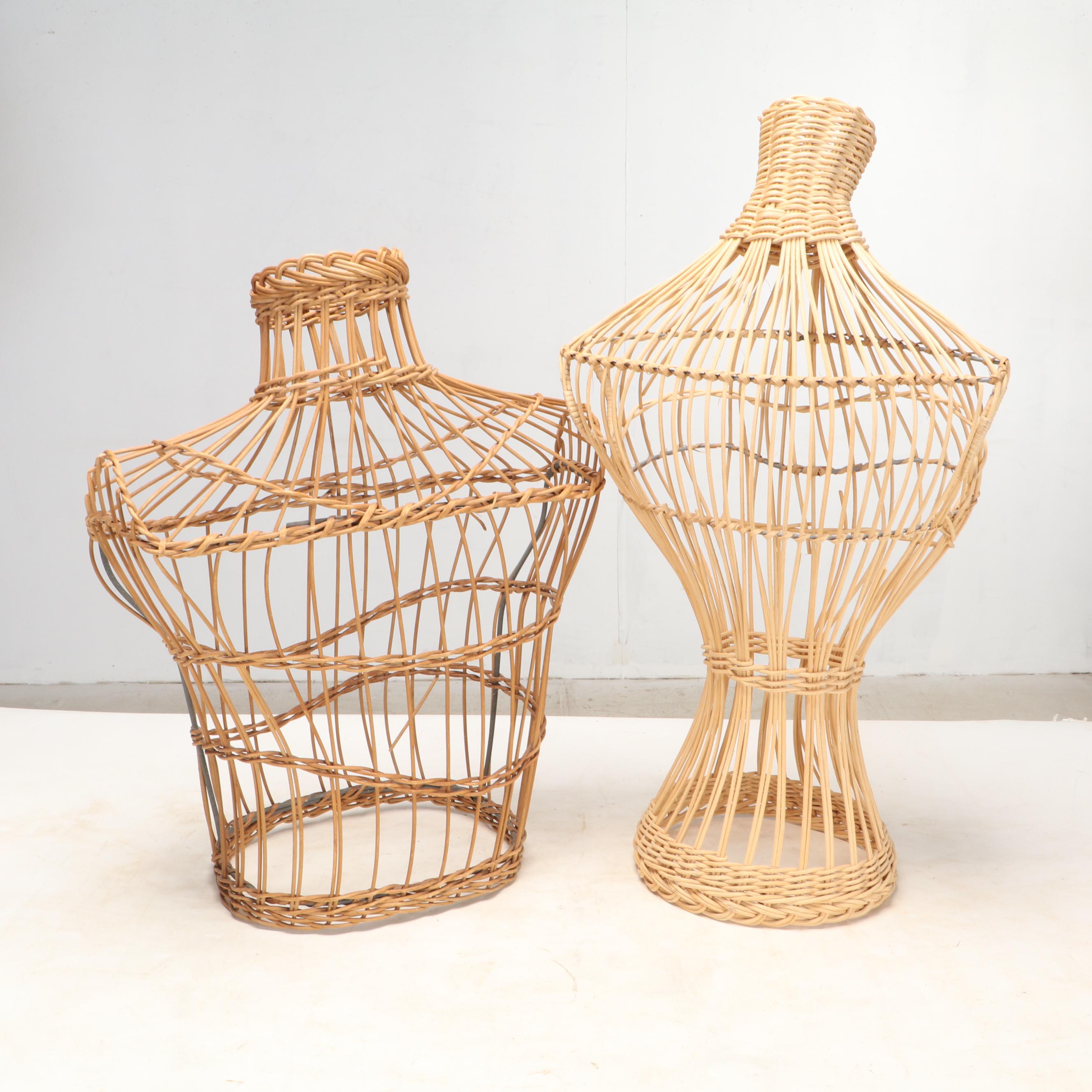 Rattan Woven Mannequin Busts and Jewelry Form