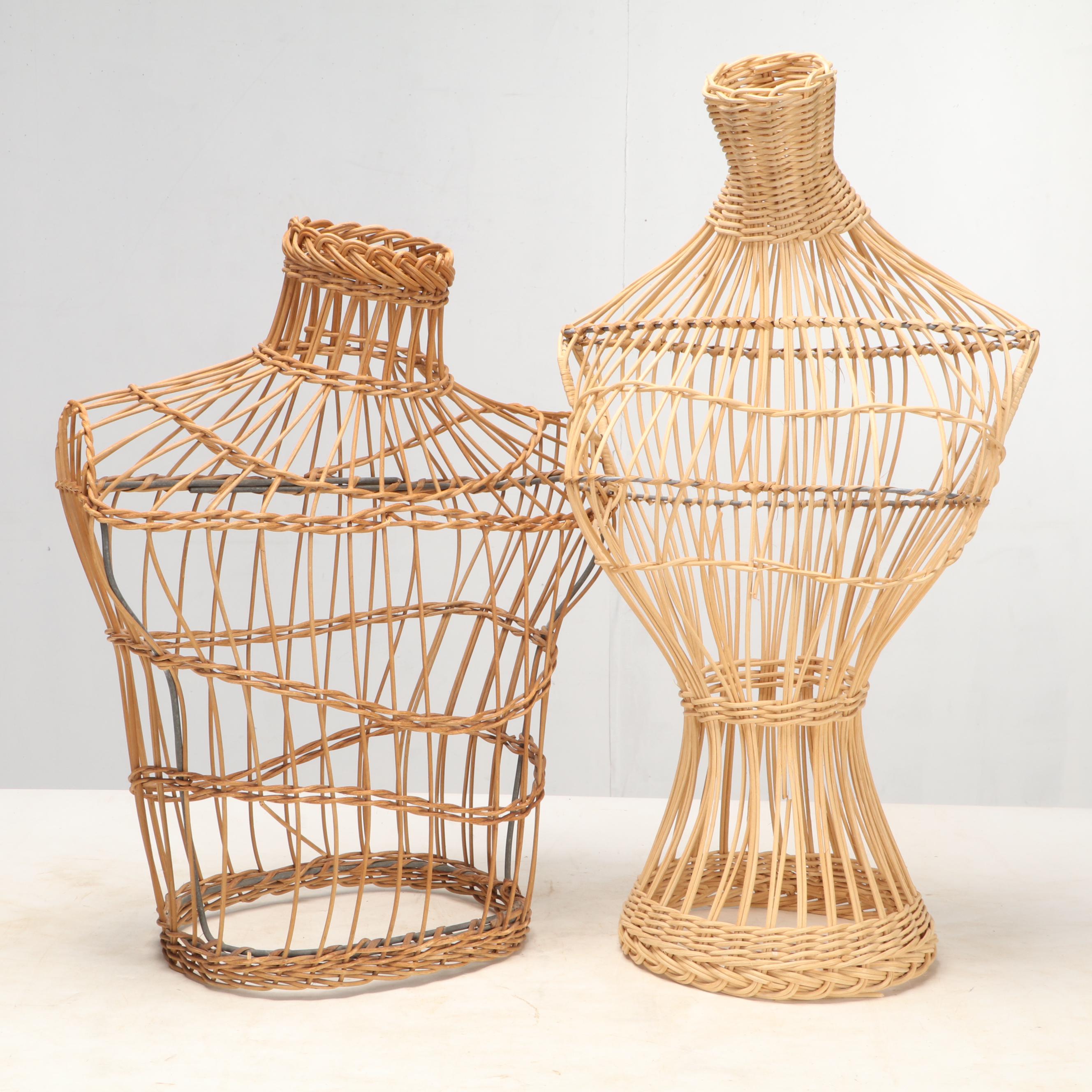 Rattan Woven Mannequin Busts and Jewelry Form