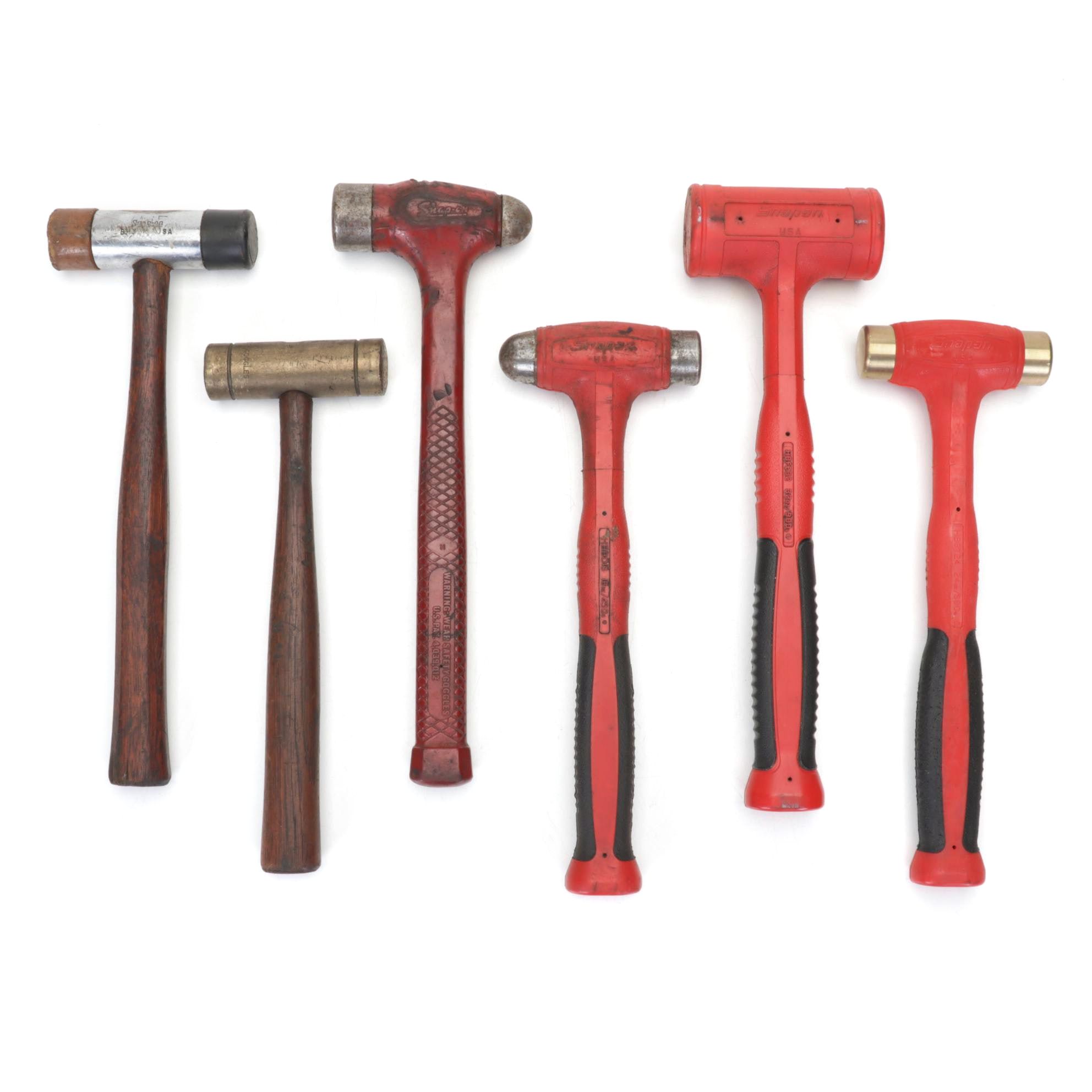Snap-on and Other Plastic, Wood, and Metal Mallets and Ball Peen Hammers