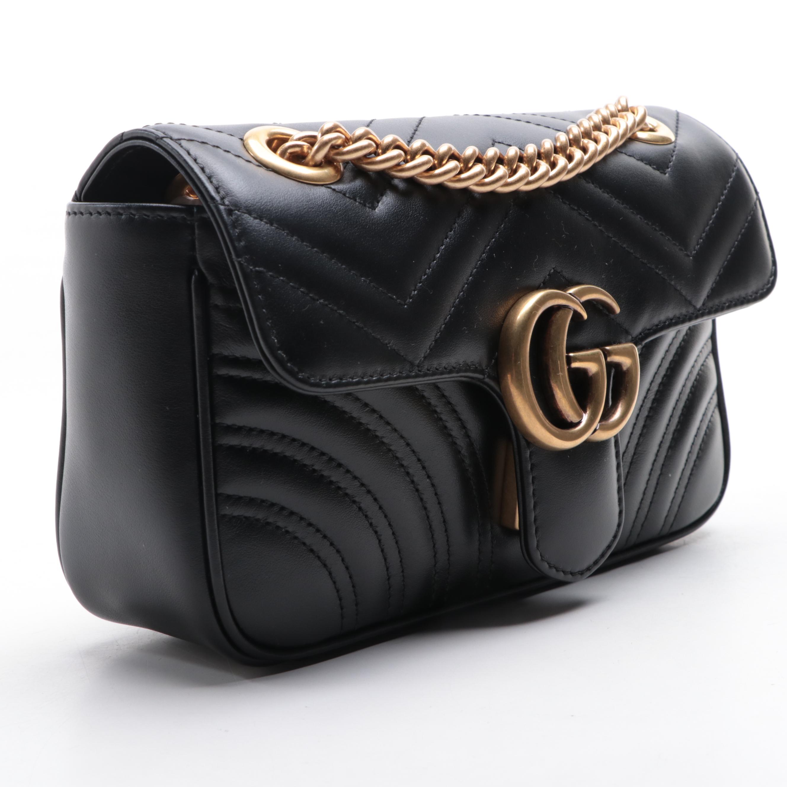 Gucci GG Marmont Mini Shoulder Flap Bag in Matelassé Chevron Leather