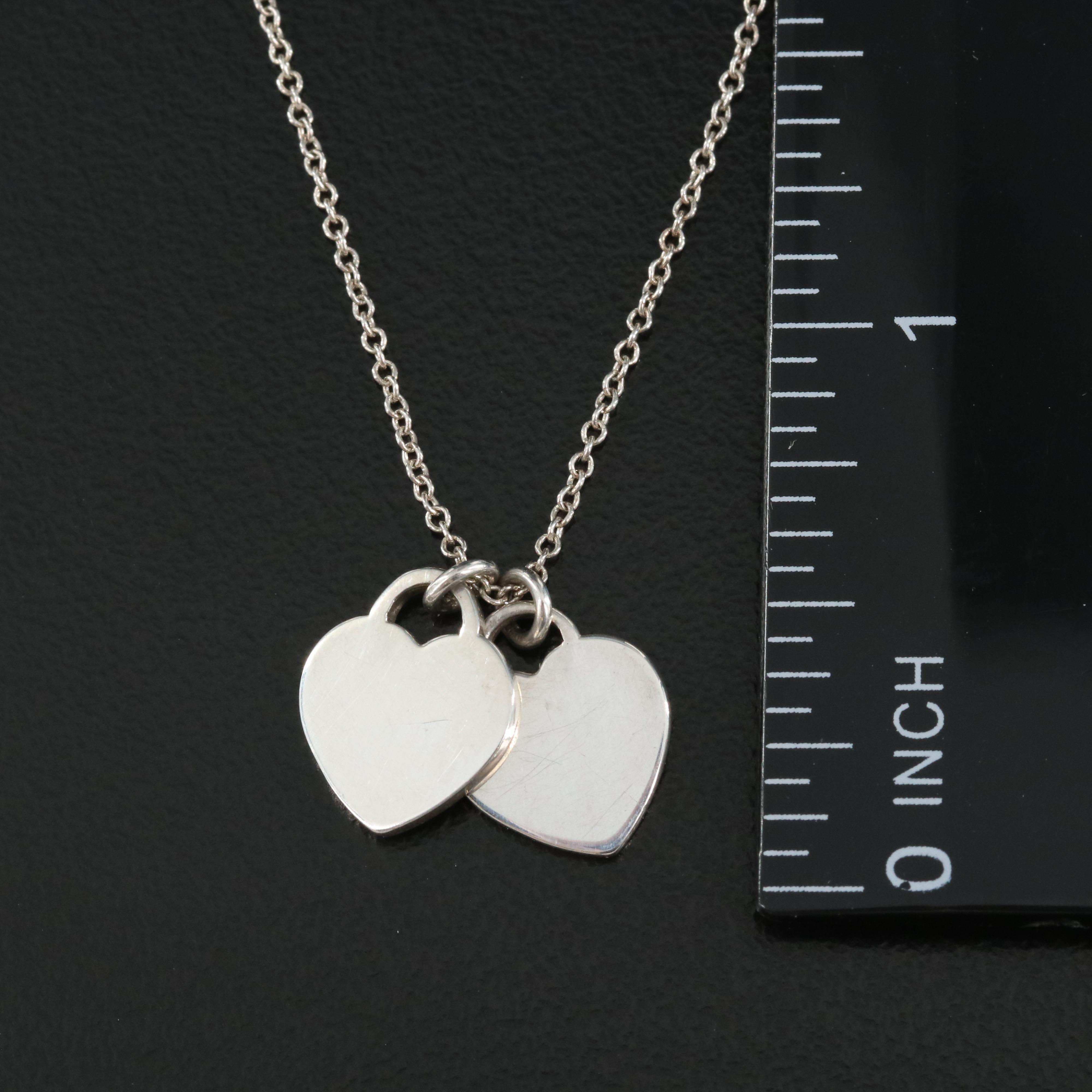 Tiffany & Co. "Return to Tiffany" Sterling Mini Double Heart Tag Necklace