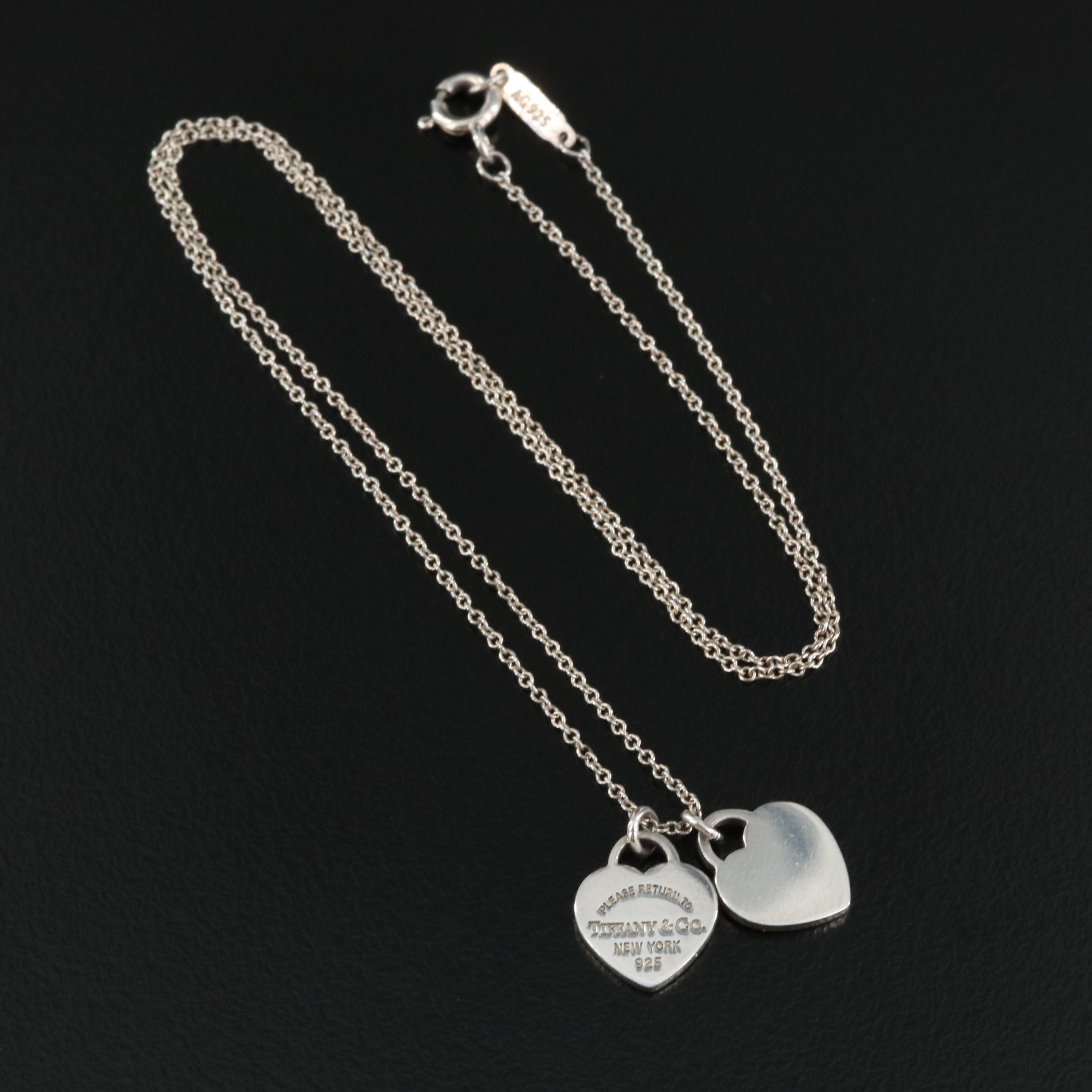 Tiffany & Co. "Return to Tiffany" Sterling Mini Double Heart Tag Necklace
