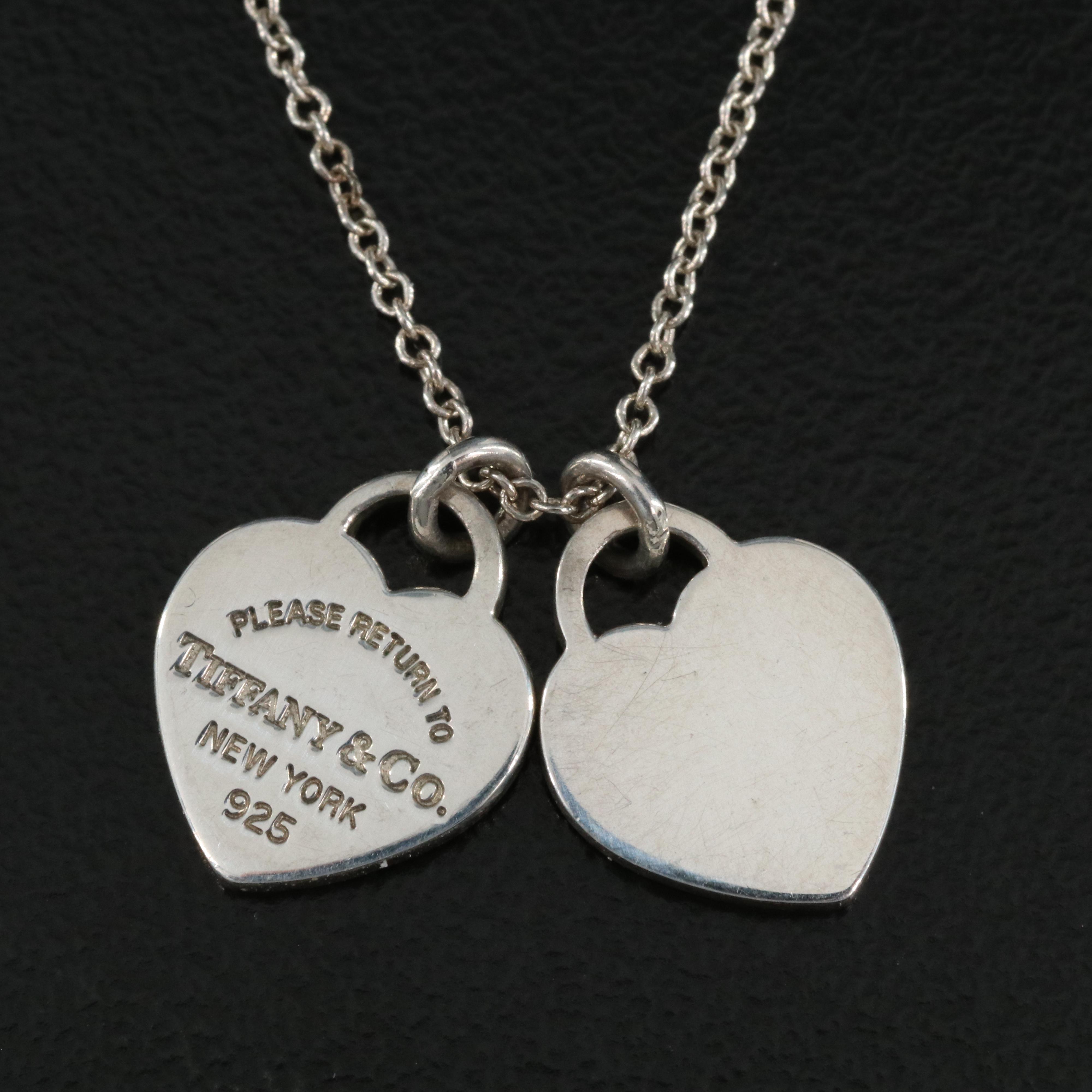 Tiffany & Co. "Return to Tiffany" Sterling Mini Double Heart Tag Necklace