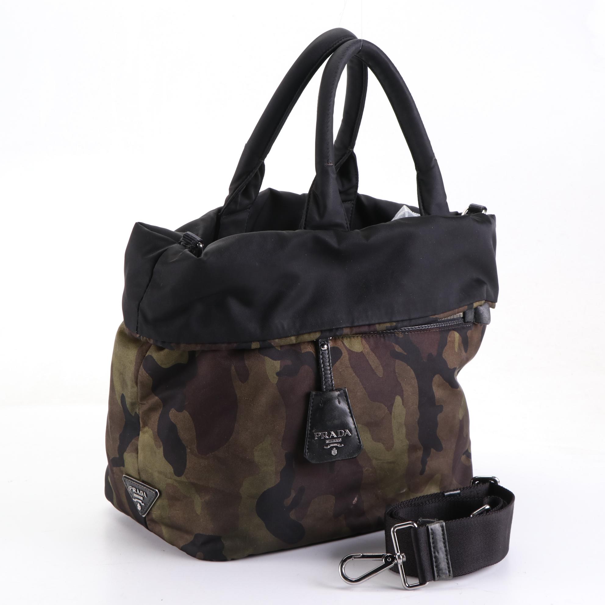 Prada Tessuto Two-Way Reversible Tote Bag in Camouflage and Black Nylon