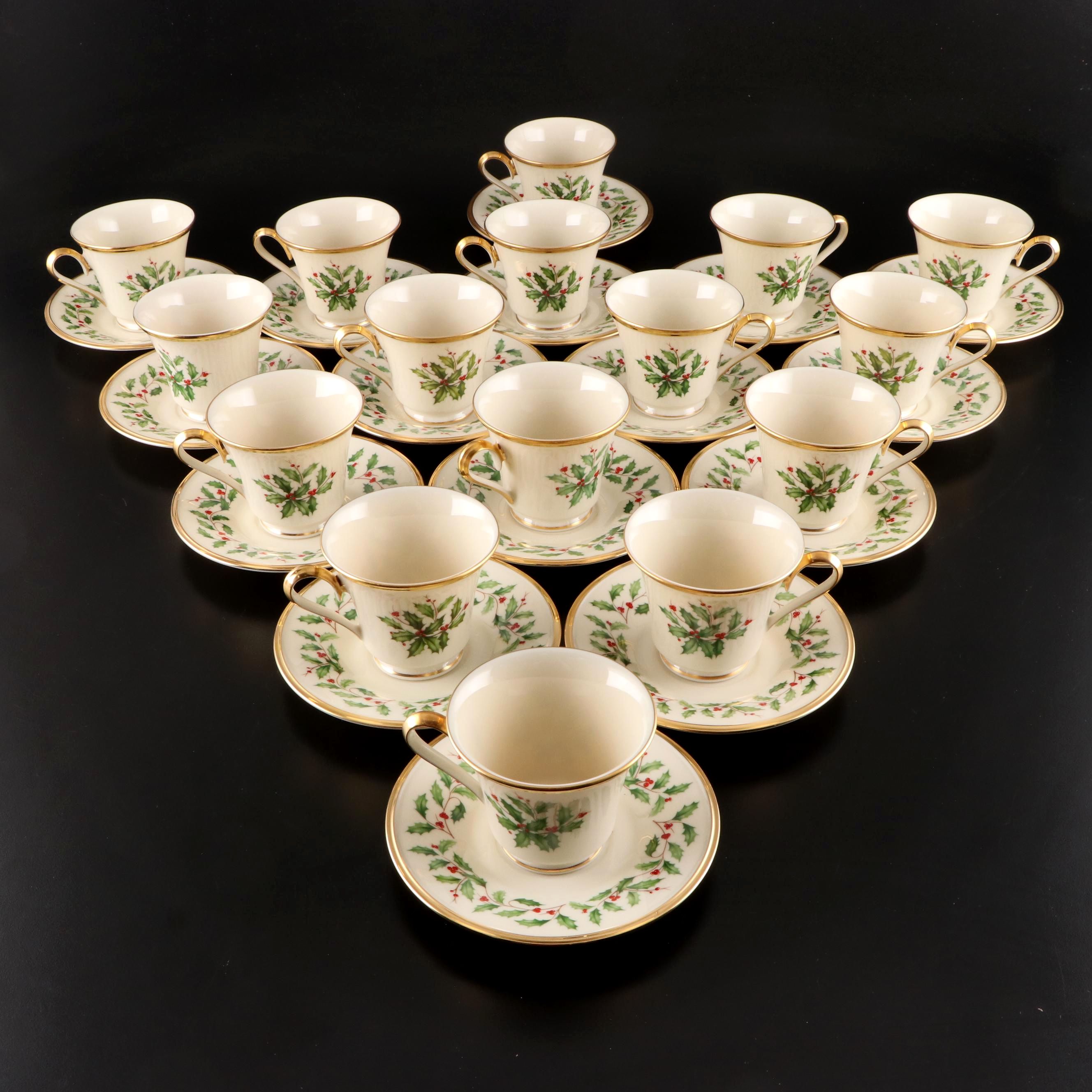 Lenox "Holiday" Porcelain Cups and Saucers
