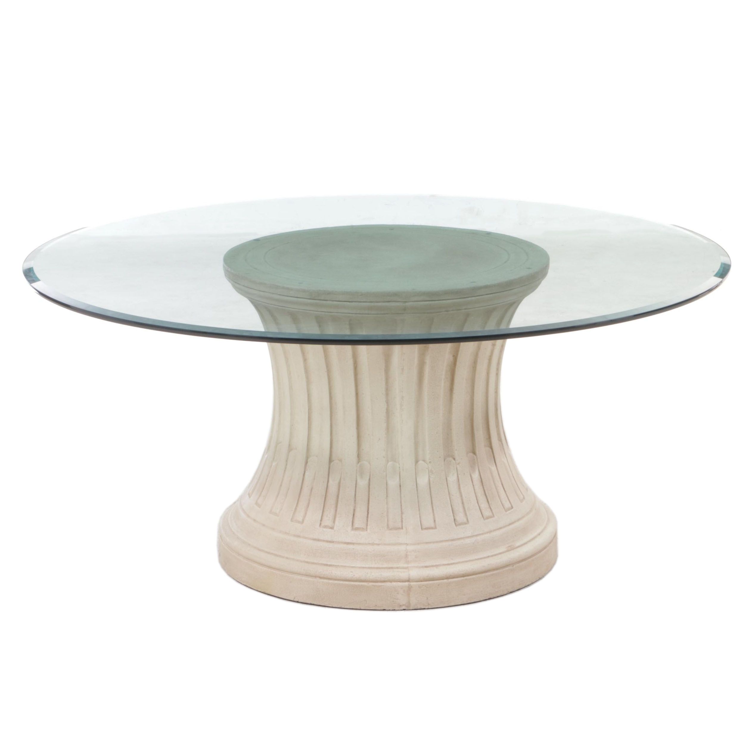 Composite Pedestal Glass Top Table