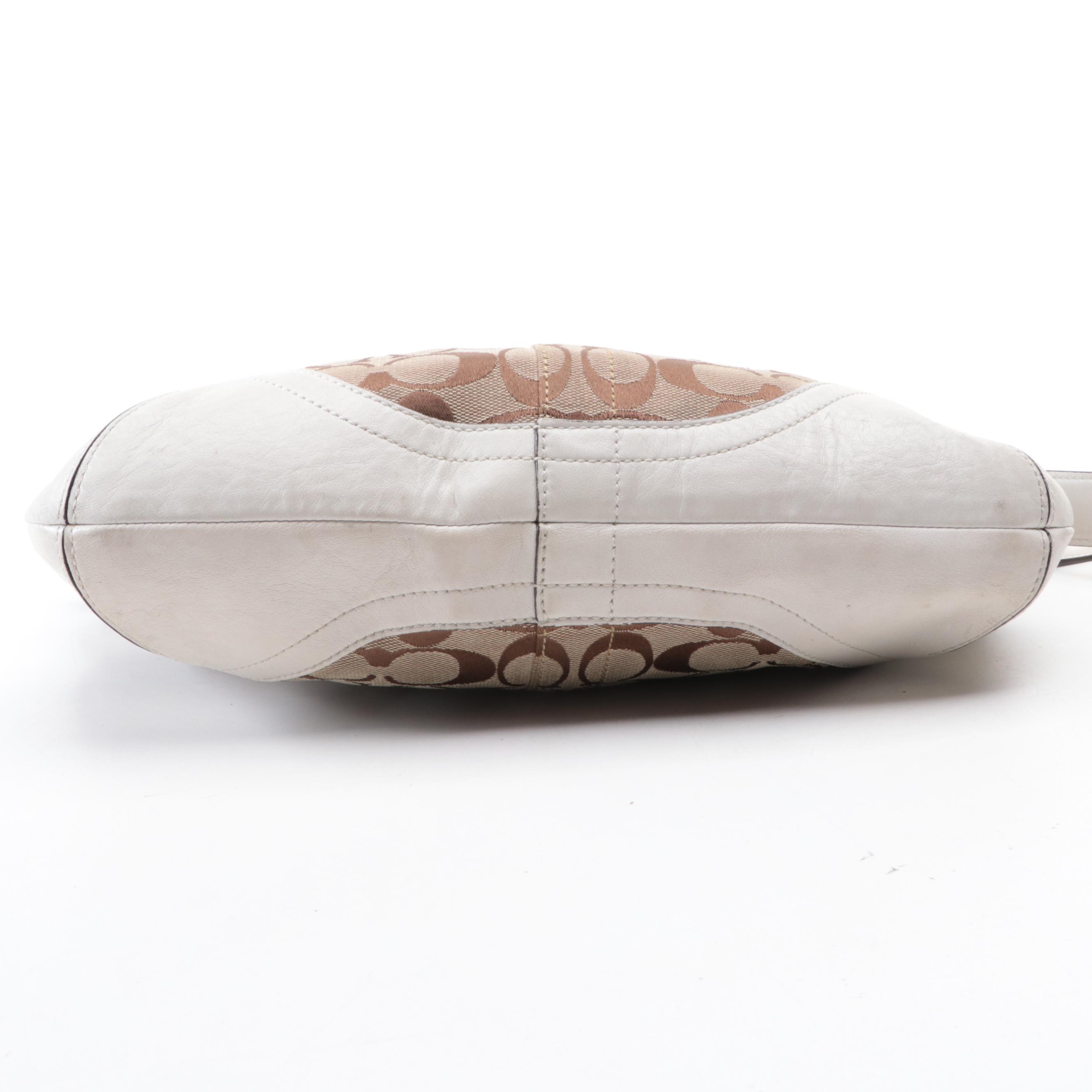 Coach Shoulder Bag in Signature Canvas with Leather Trim