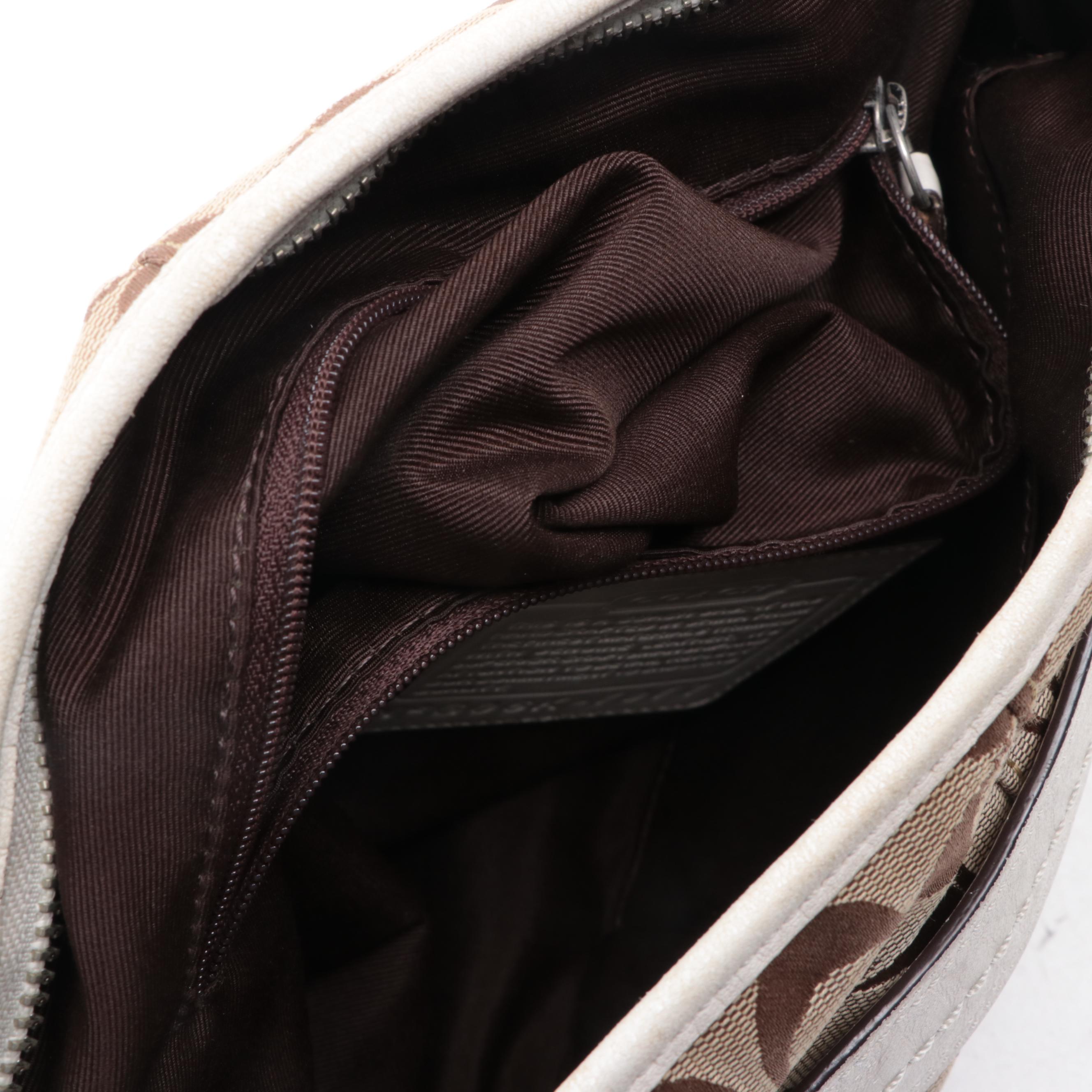 Coach Shoulder Bag in Signature Canvas with Leather Trim