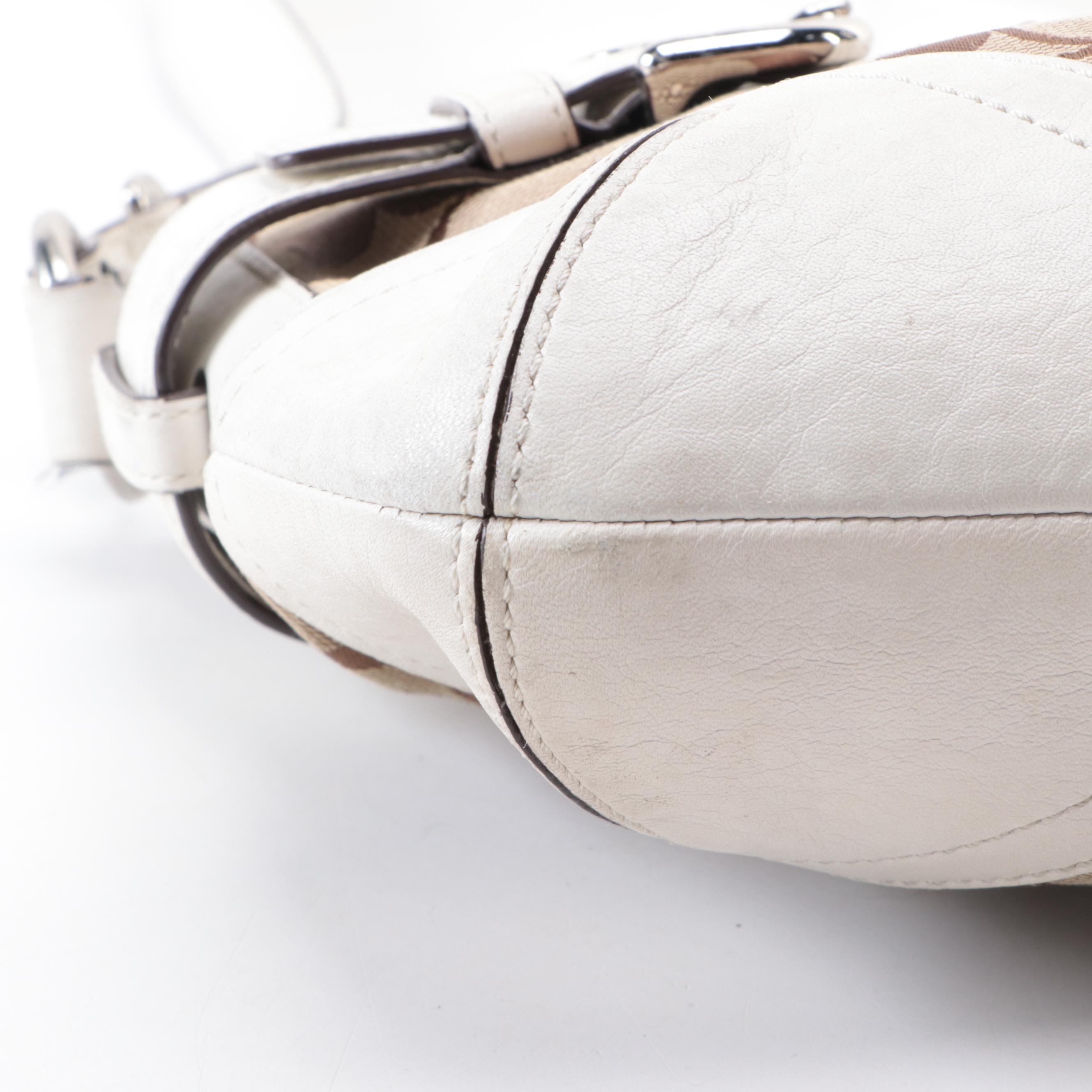 Coach Shoulder Bag in Signature Canvas with Leather Trim