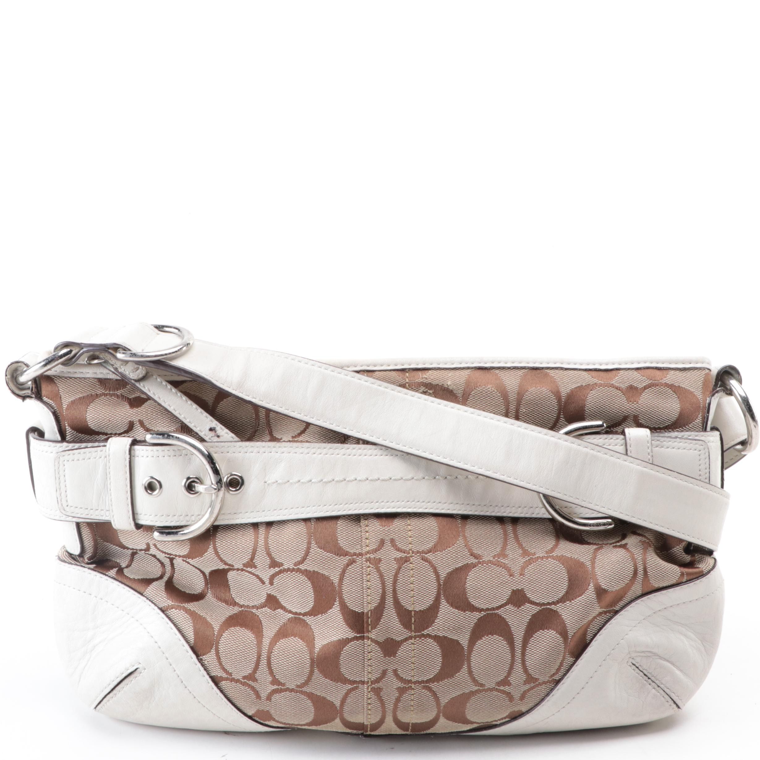 Coach Shoulder Bag in Signature Canvas with Leather Trim