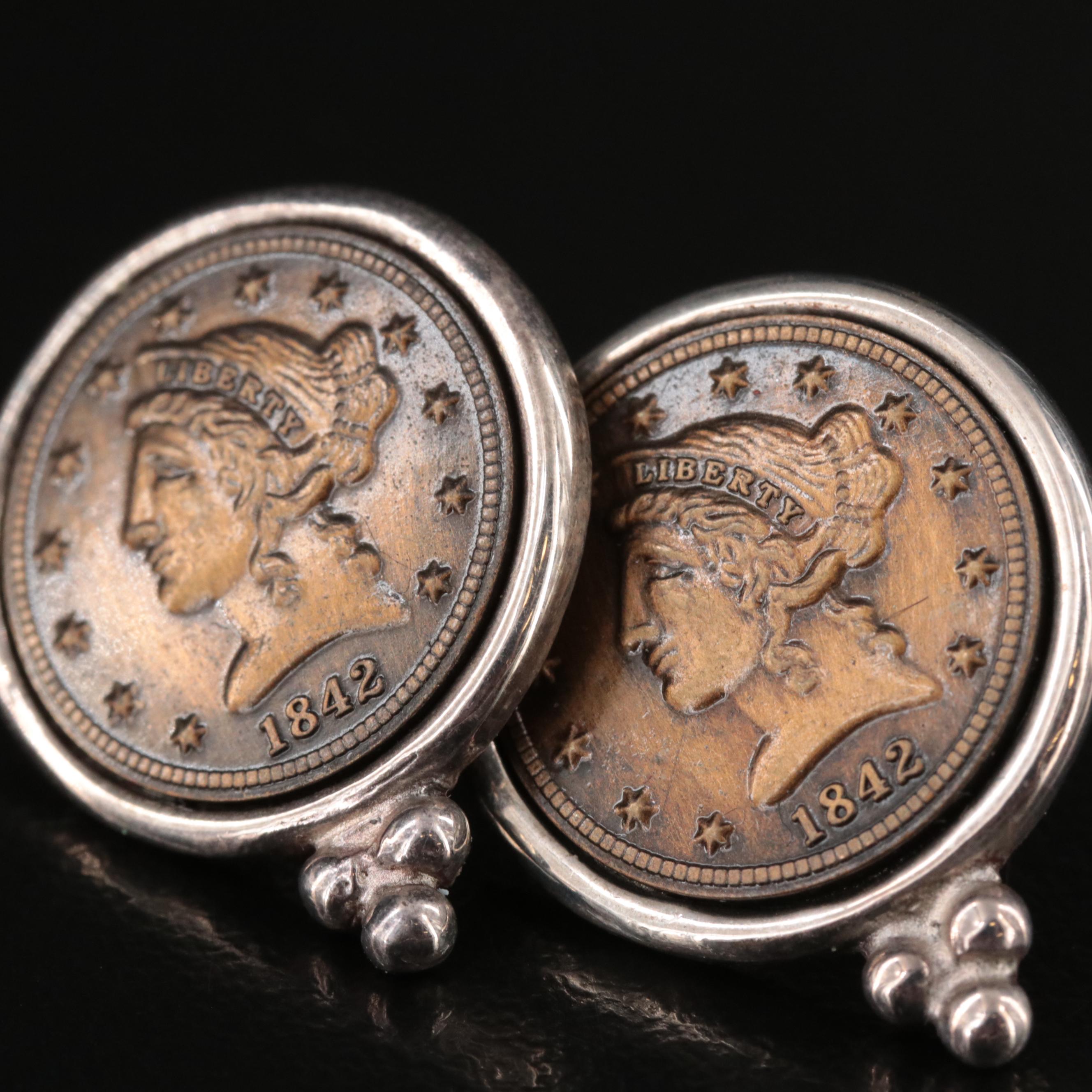 Sterling Pearl, Grape Cluster, Coin Necklace and Coin Earrings