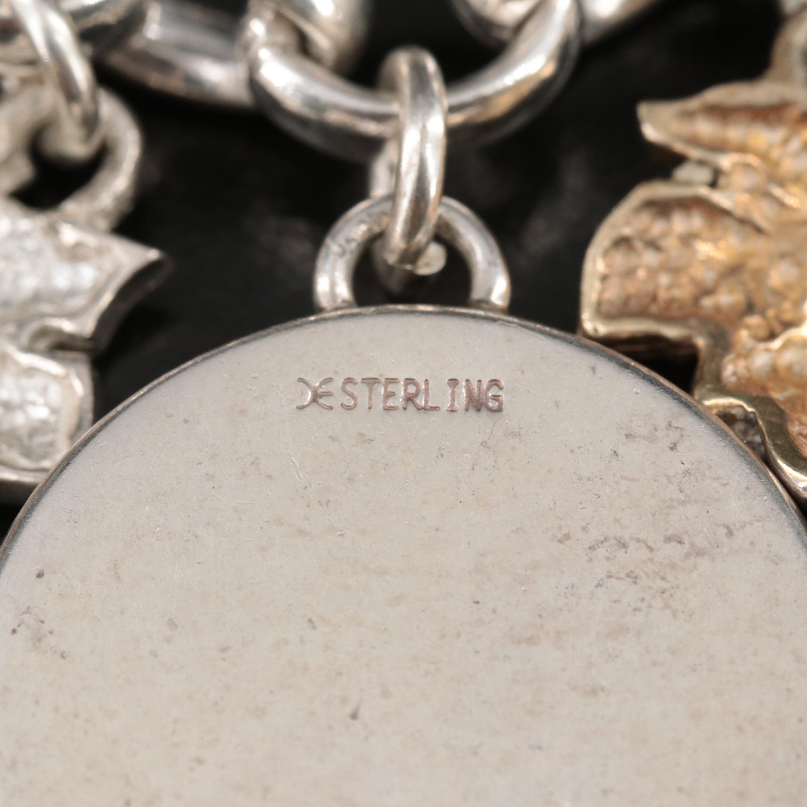 Sterling Pearl, Grape Cluster, Coin Necklace and Coin Earrings