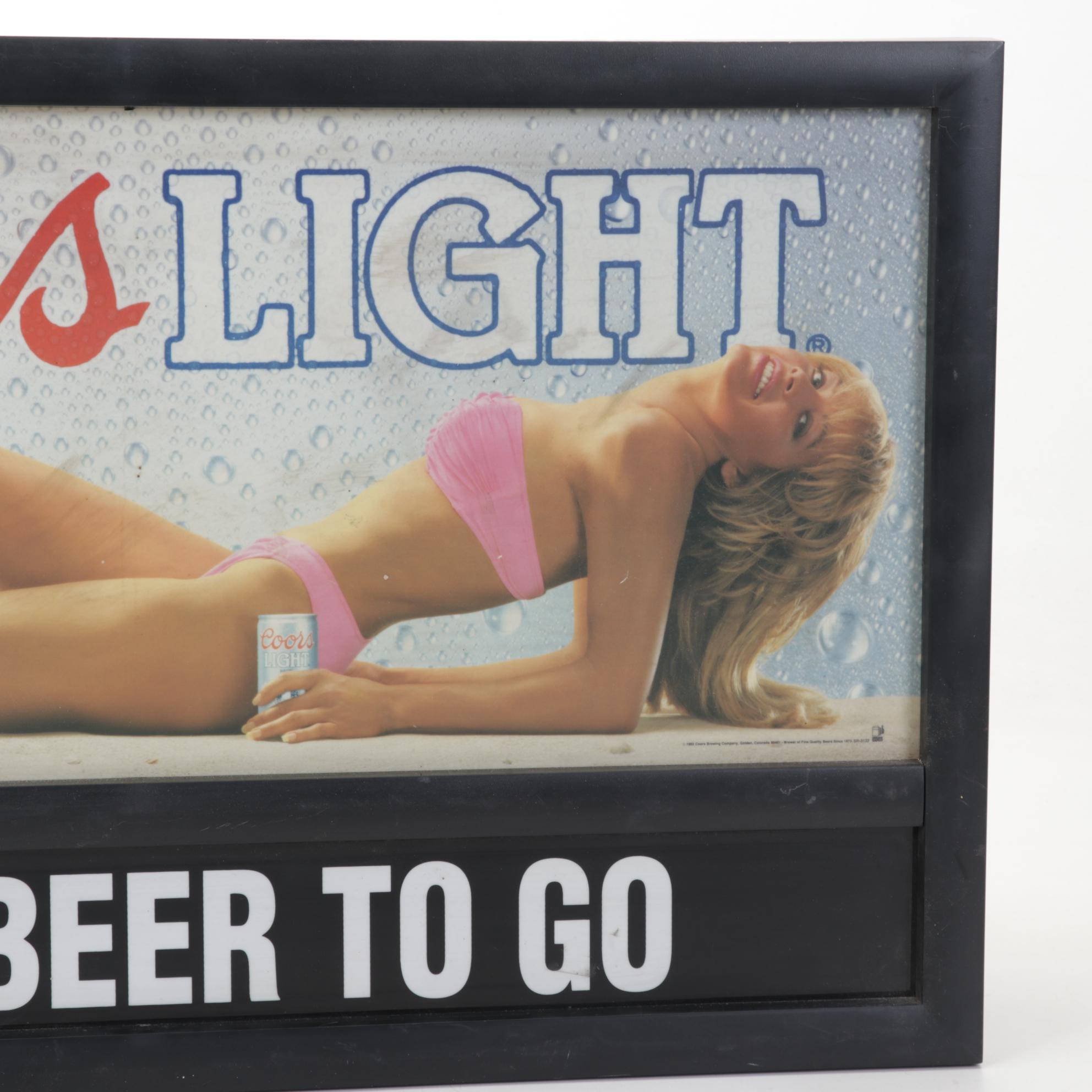 Light-up Coors Light Beer Sign with Playboy Logo Glass Beer Pitcher
