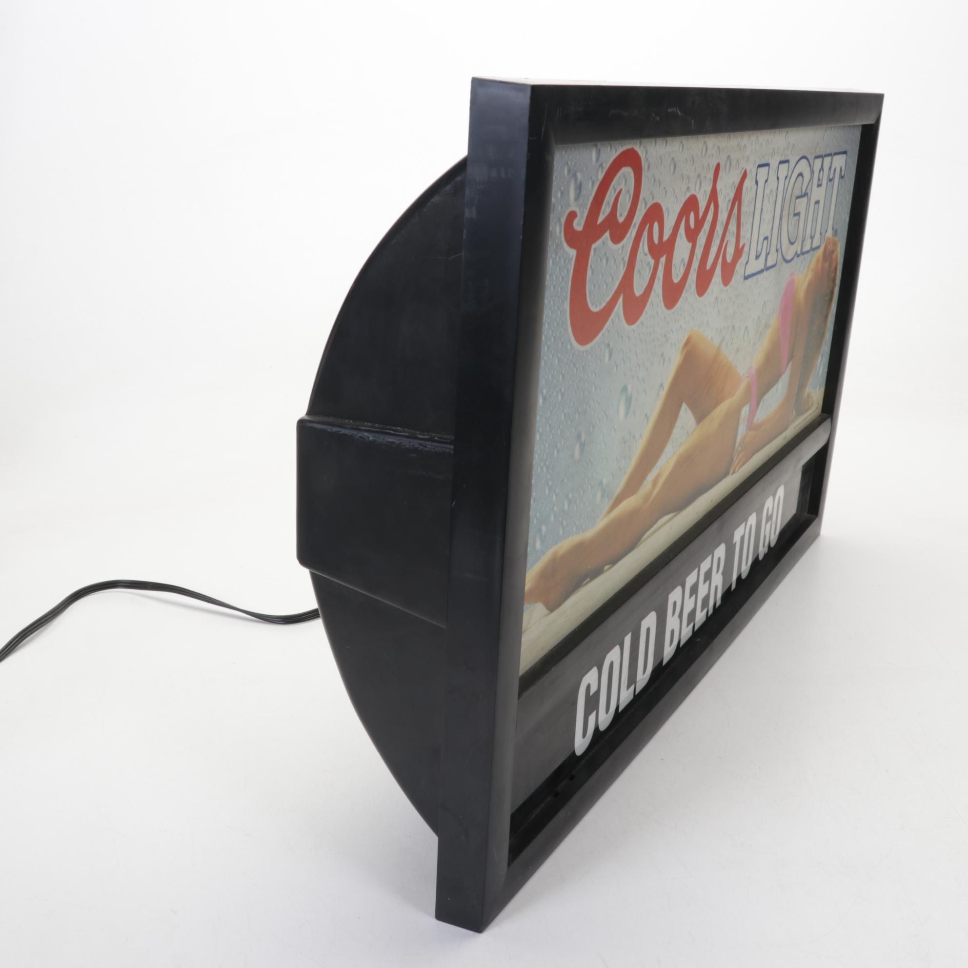 Light-up Coors Light Beer Sign with Playboy Logo Glass Beer Pitcher