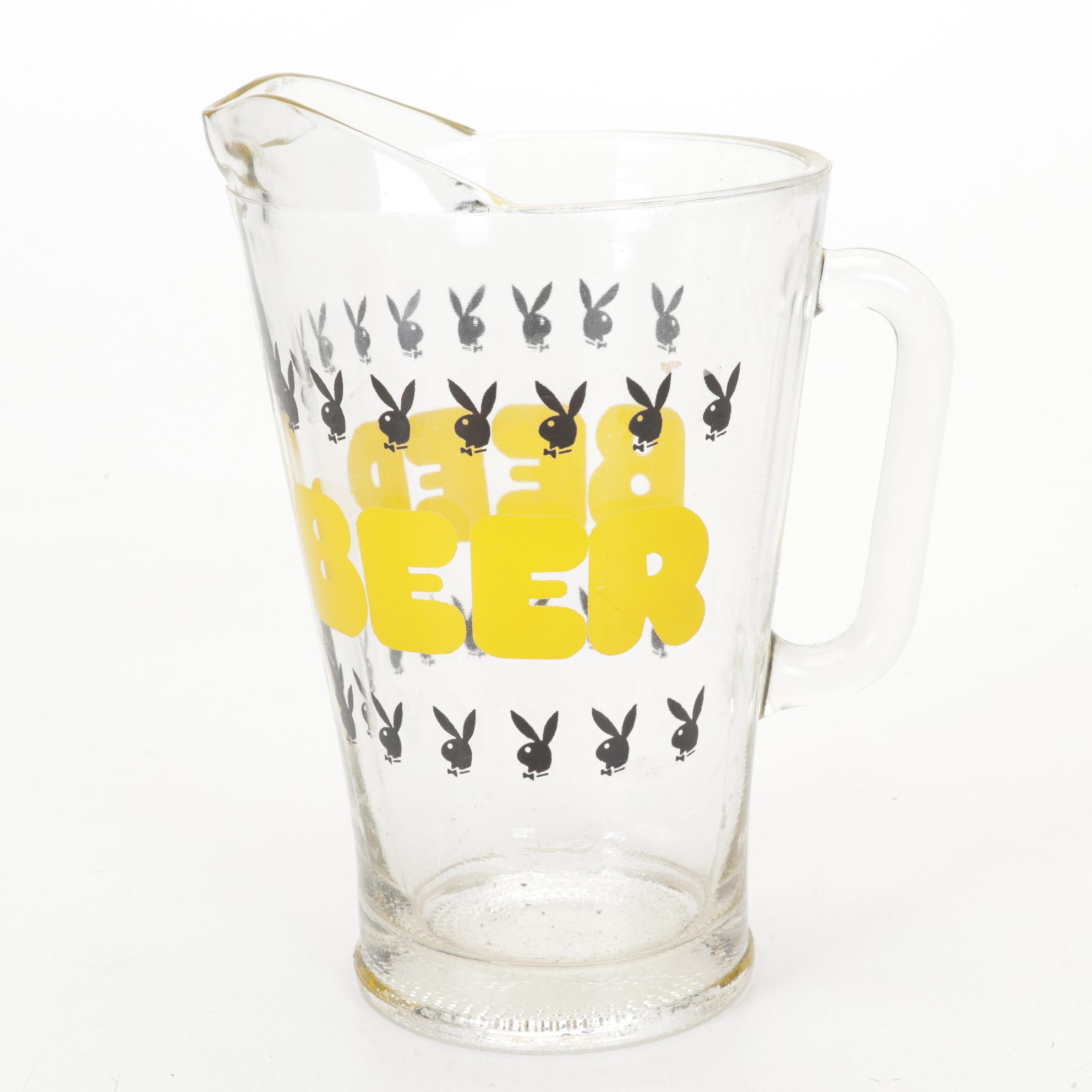 Light-up Coors Light Beer Sign with Playboy Logo Glass Beer Pitcher