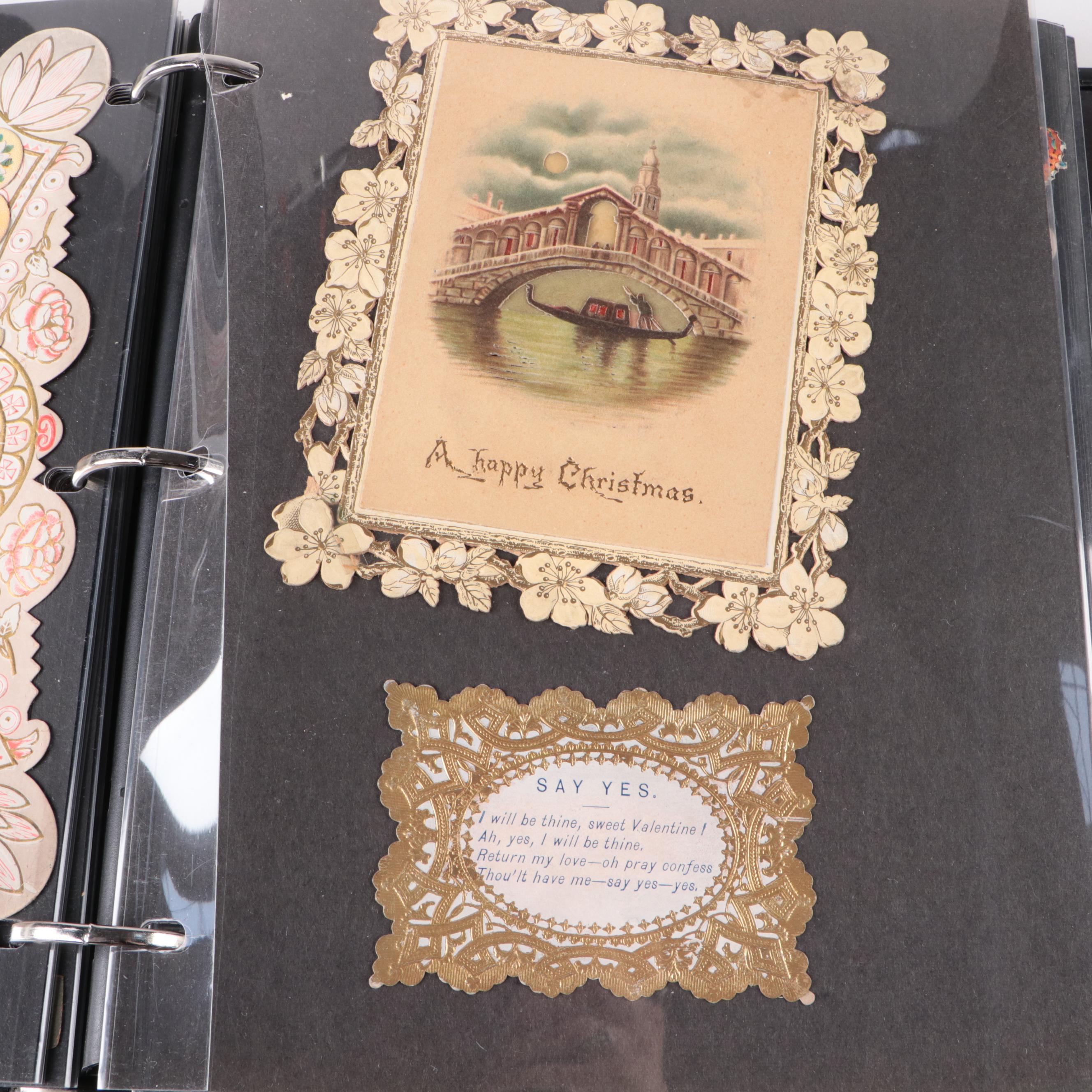 Postcard and Valentine Card Collection with Photo Album and Montblanc Pen Box