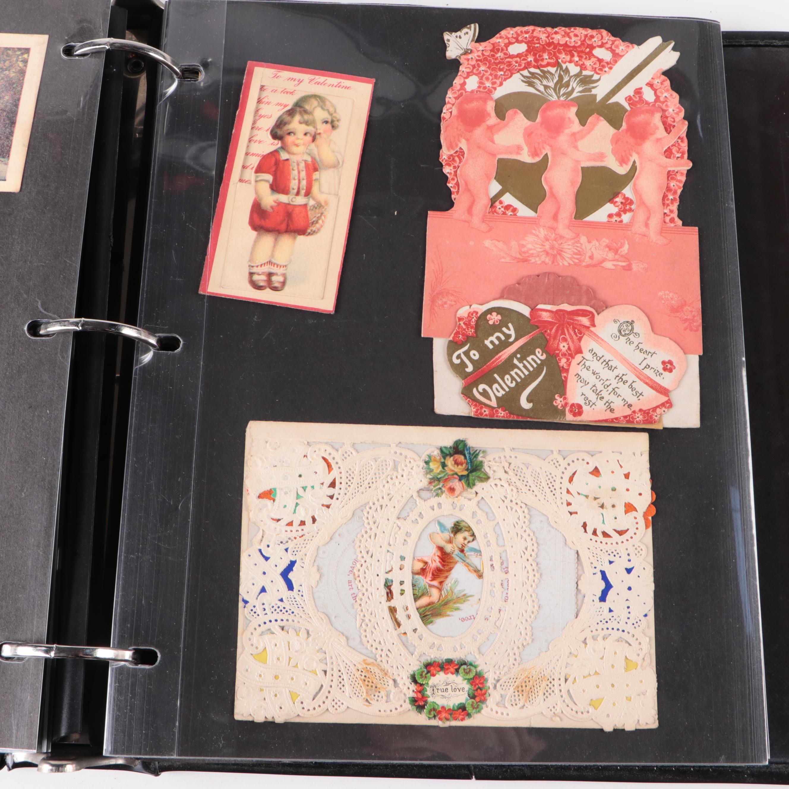 Postcard and Valentine Card Collection with Photo Album and Montblanc Pen Box