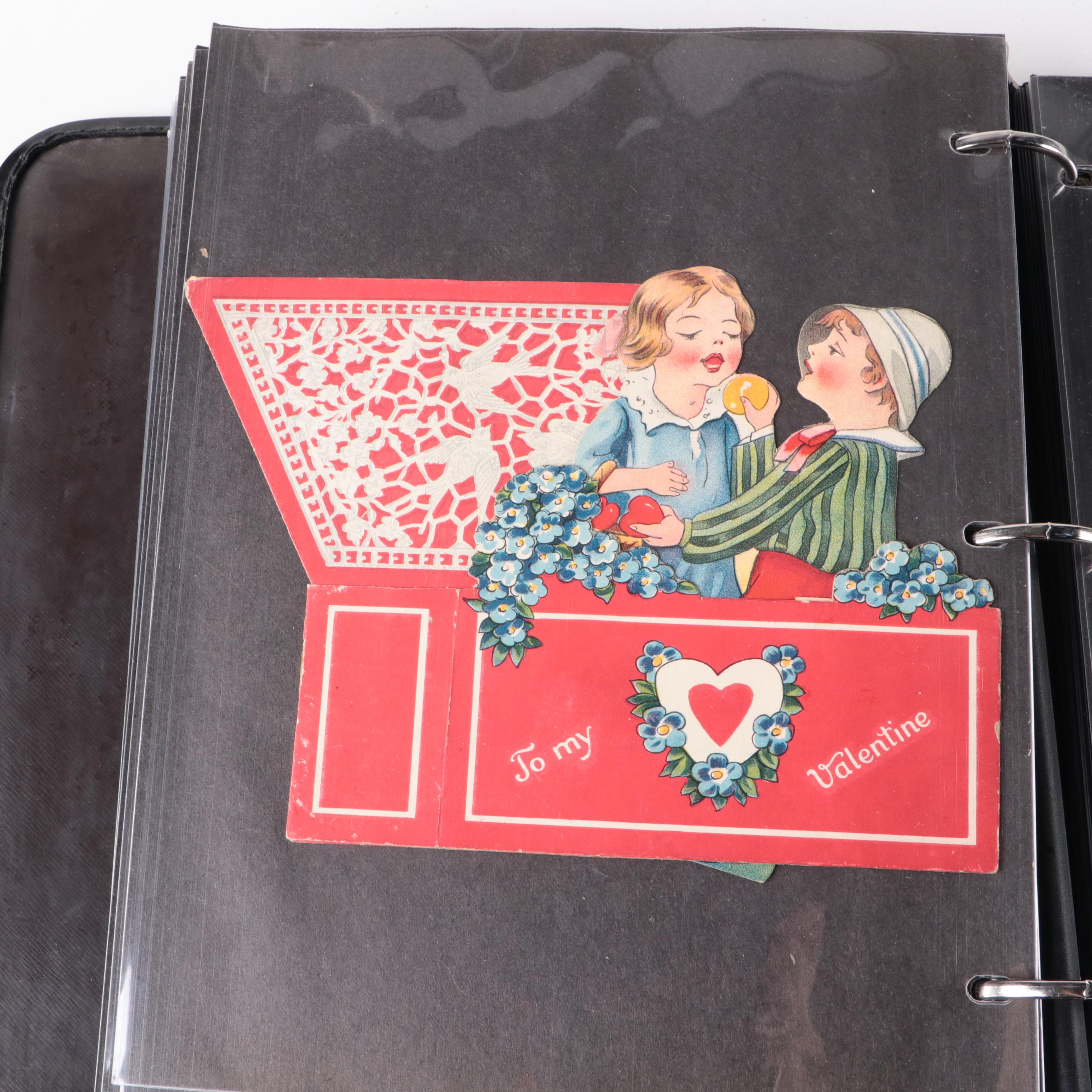 Postcard and Valentine Card Collection with Photo Album and Montblanc Pen Box