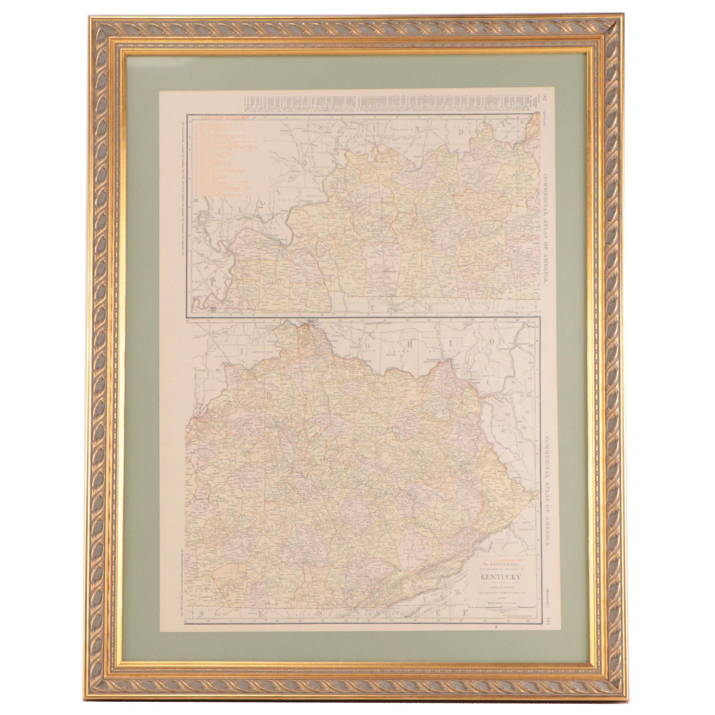 Rand, McNally & Co. "New Commercial Atlas Map of Kentucky," Circa 1914