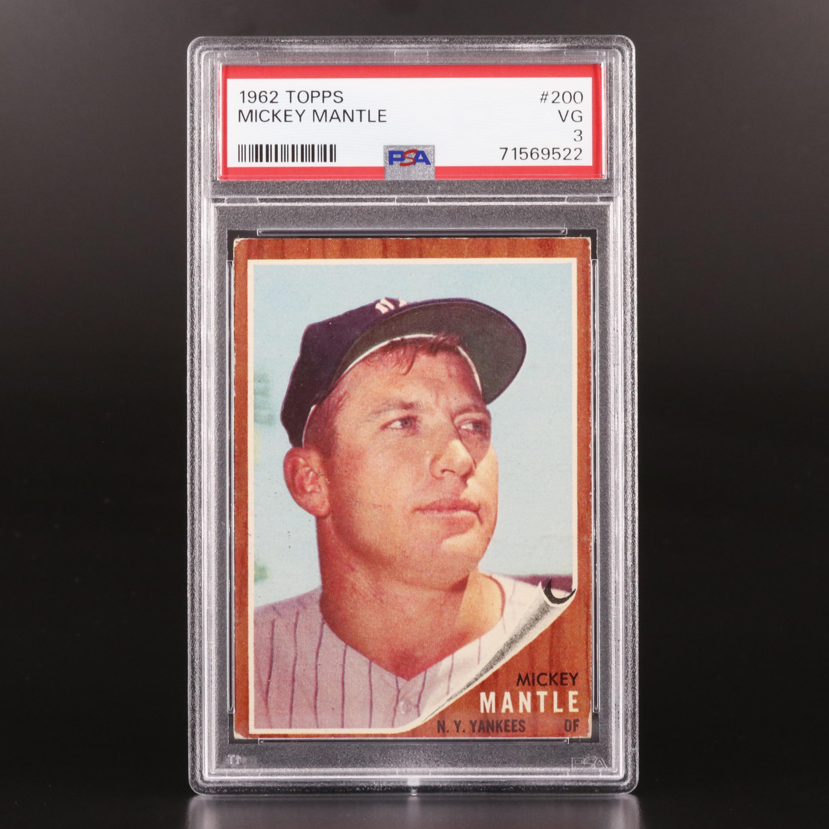 1962 Topps Mickey Mantle N.Y. Yankees #200 Graded PSA VG 3 Baseball Card