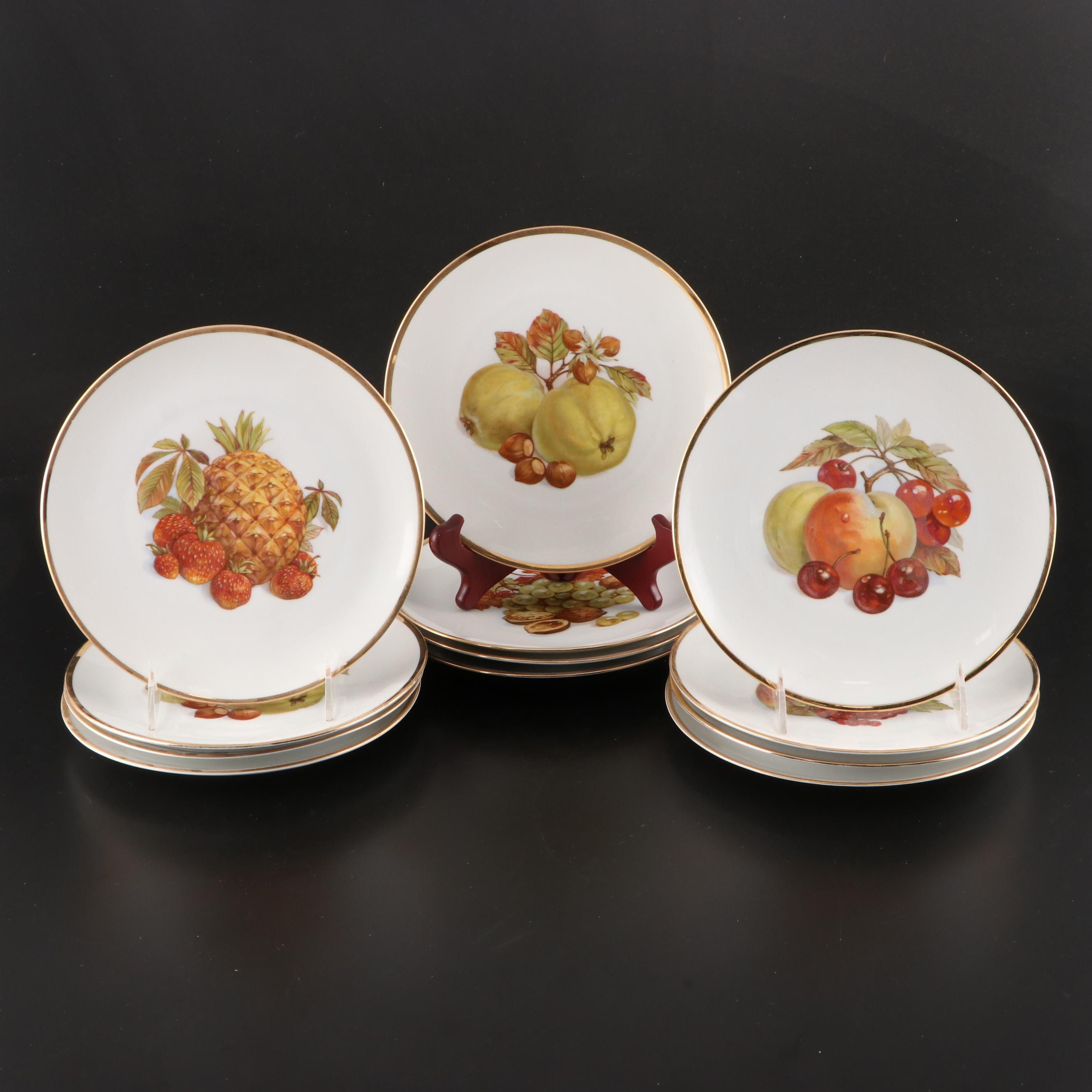 Bareuther Bavarian Gilt-Accented Porcelain Salad Plates, Mid-20th Century