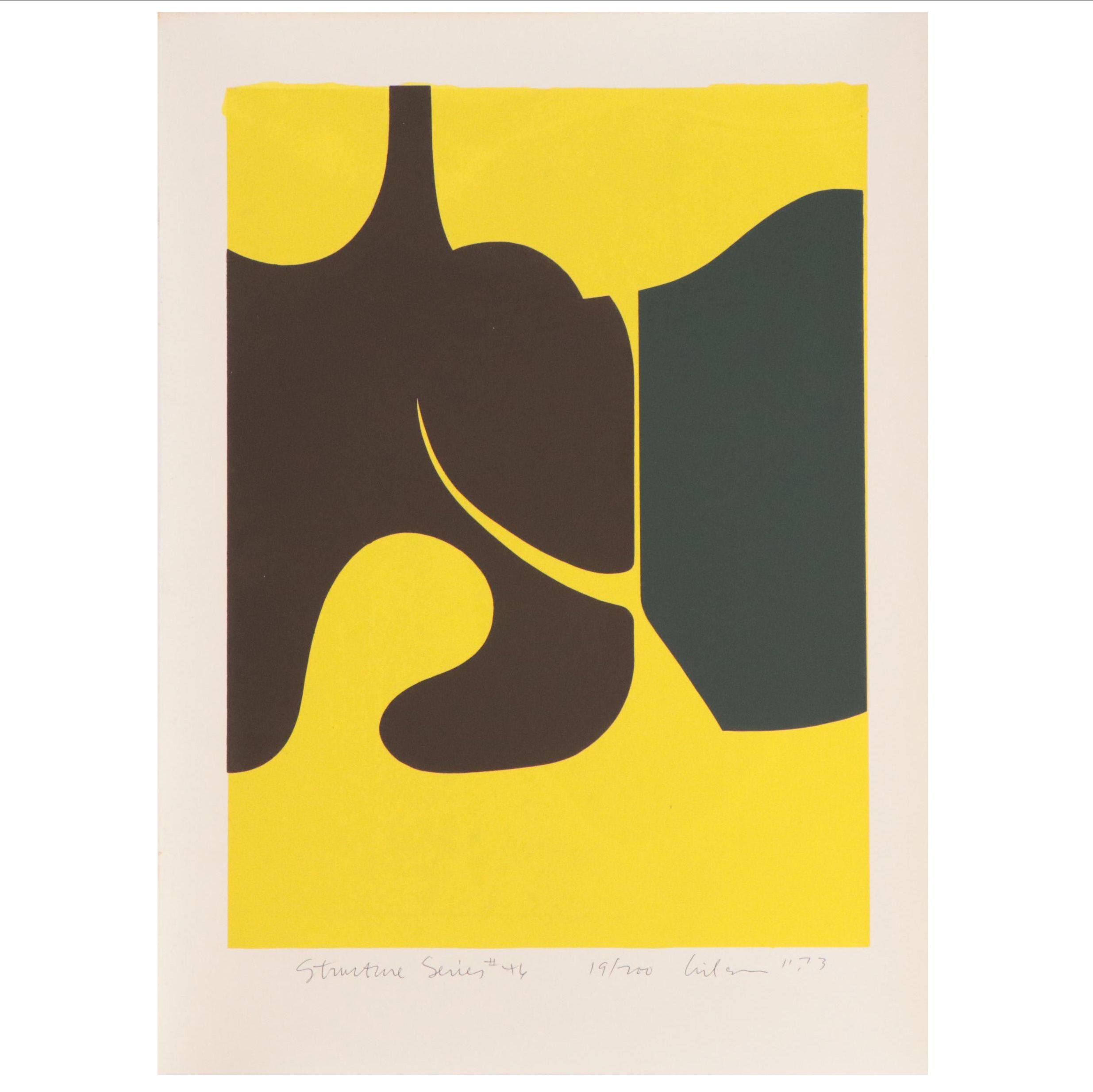 Harry Hilson Abstract Biomorphic Serigraph from "Structure Series," 1973