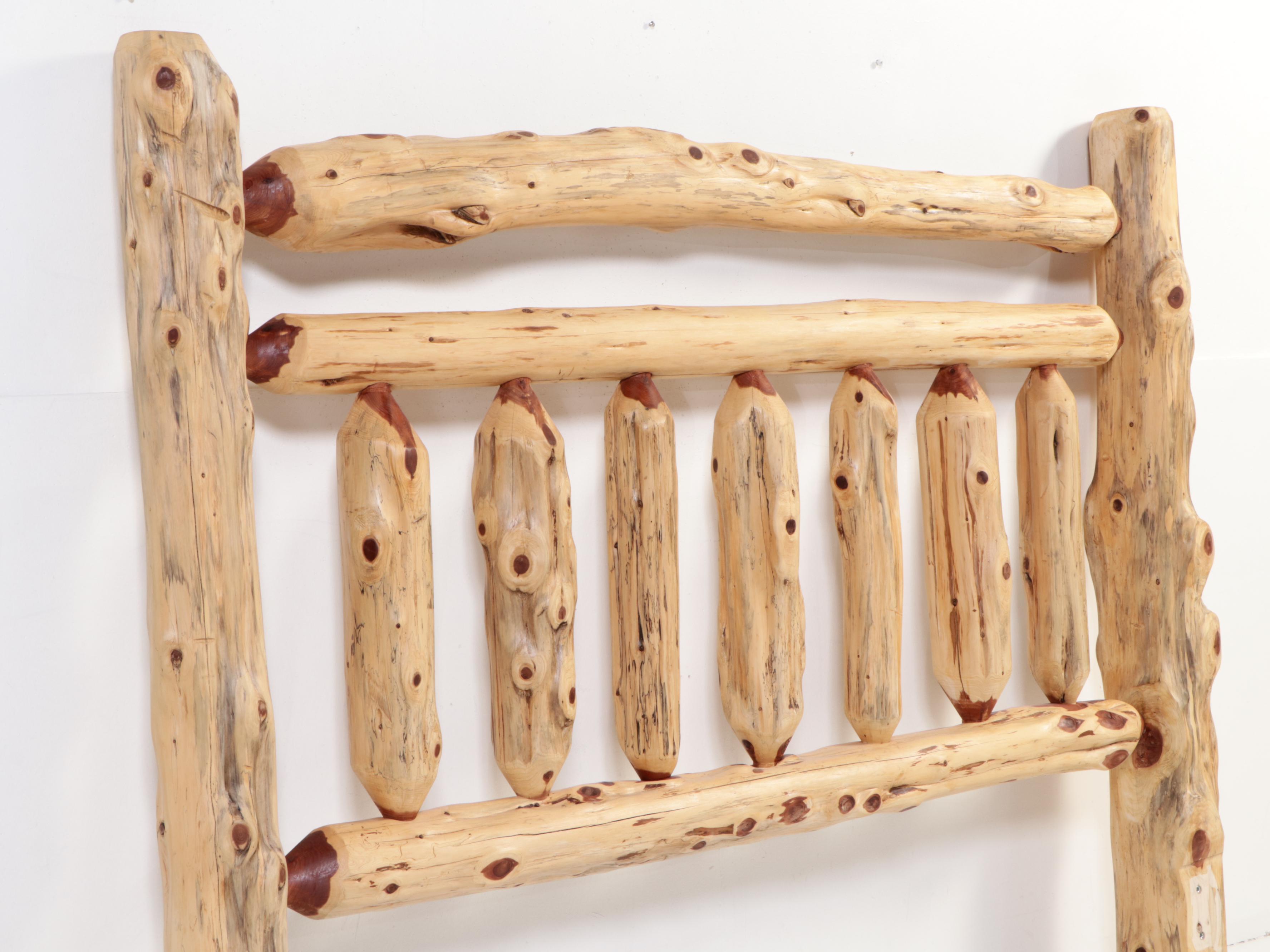 Rustic Scraped Log King Size Bed Frame