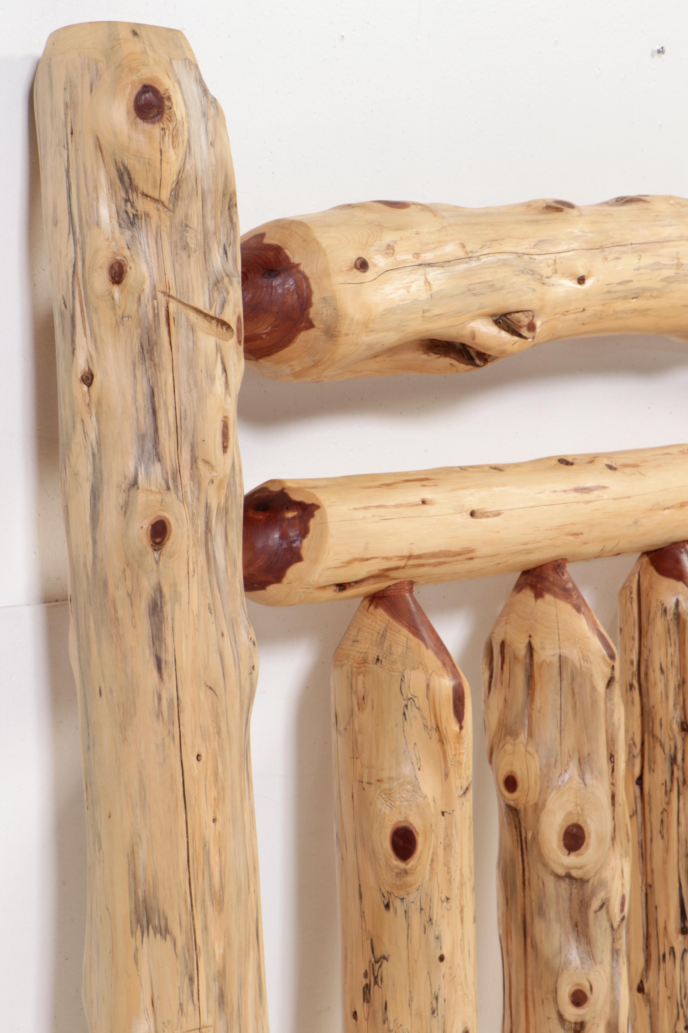 Rustic Scraped Log King Size Bed Frame