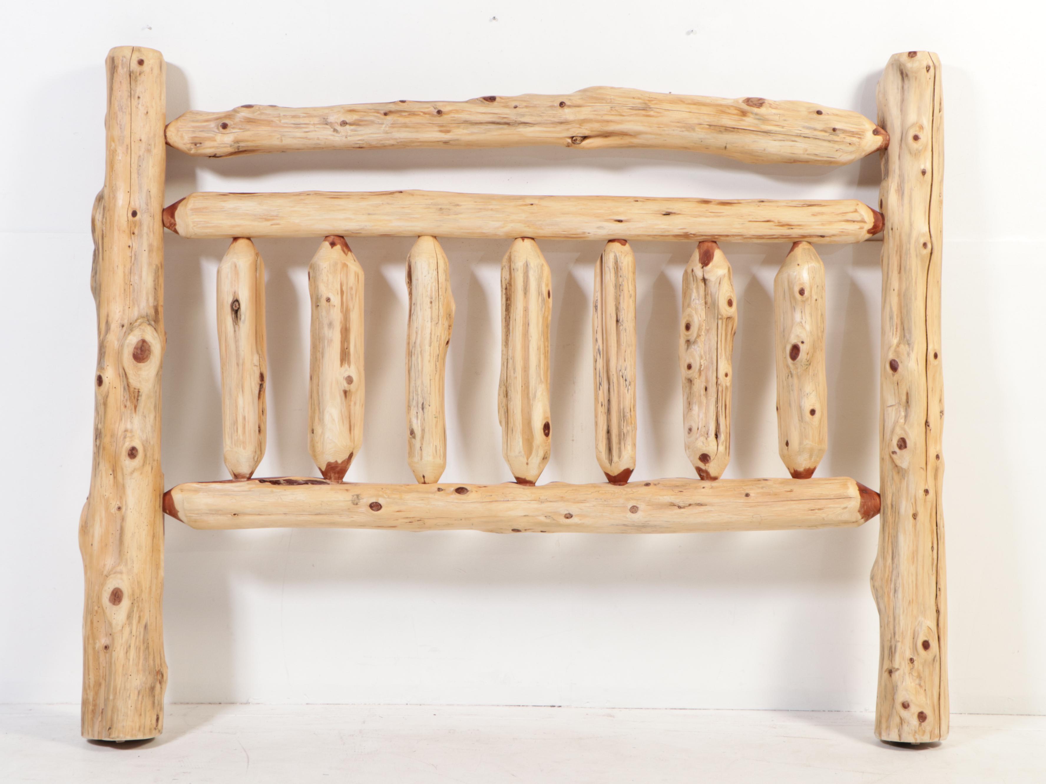 Rustic Scraped Log King Size Bed Frame