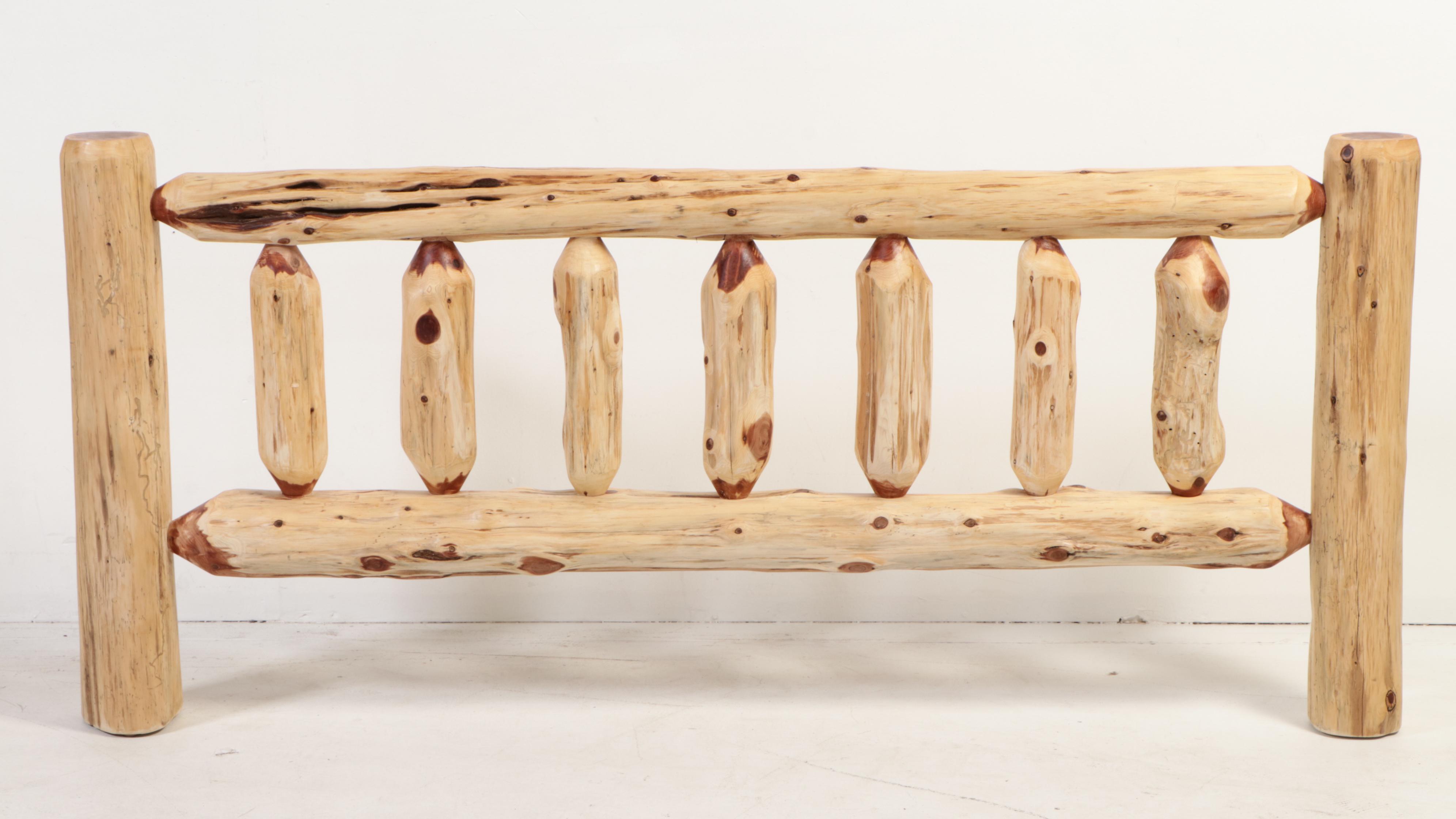 Rustic Scraped Log King Size Bed Frame