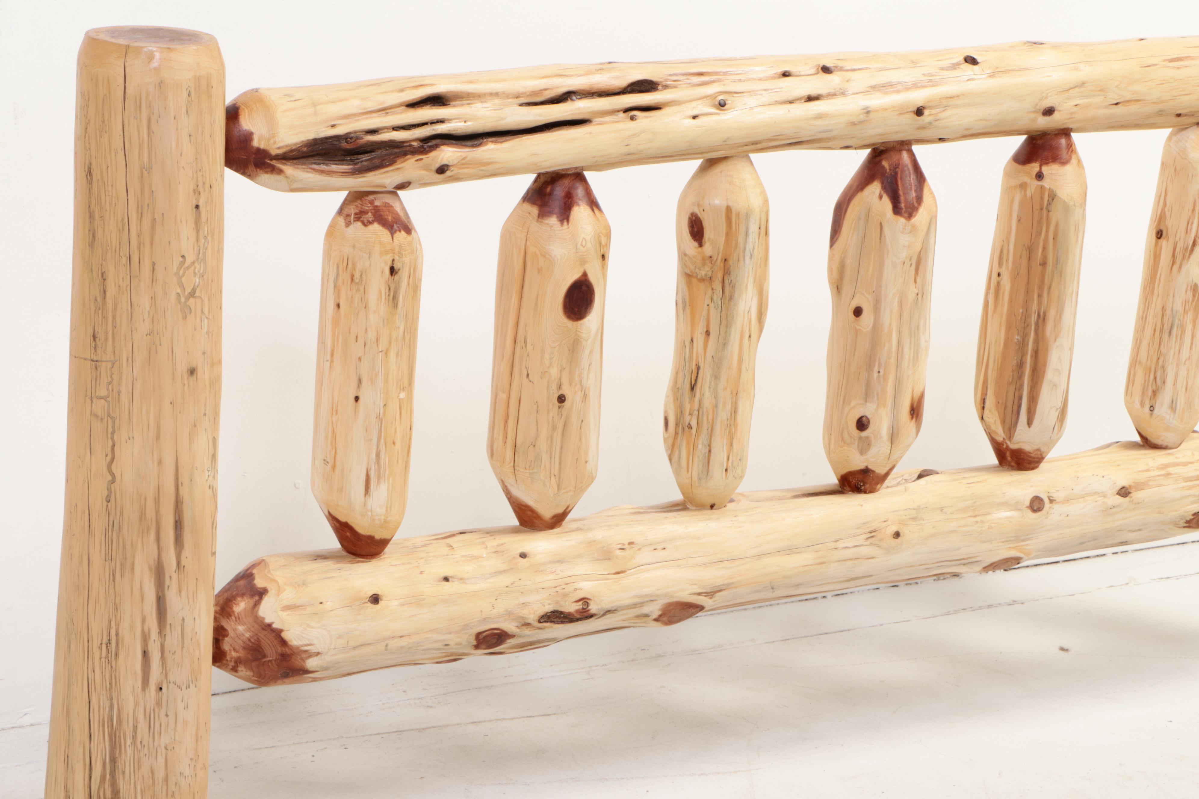 Rustic Scraped Log King Size Bed Frame