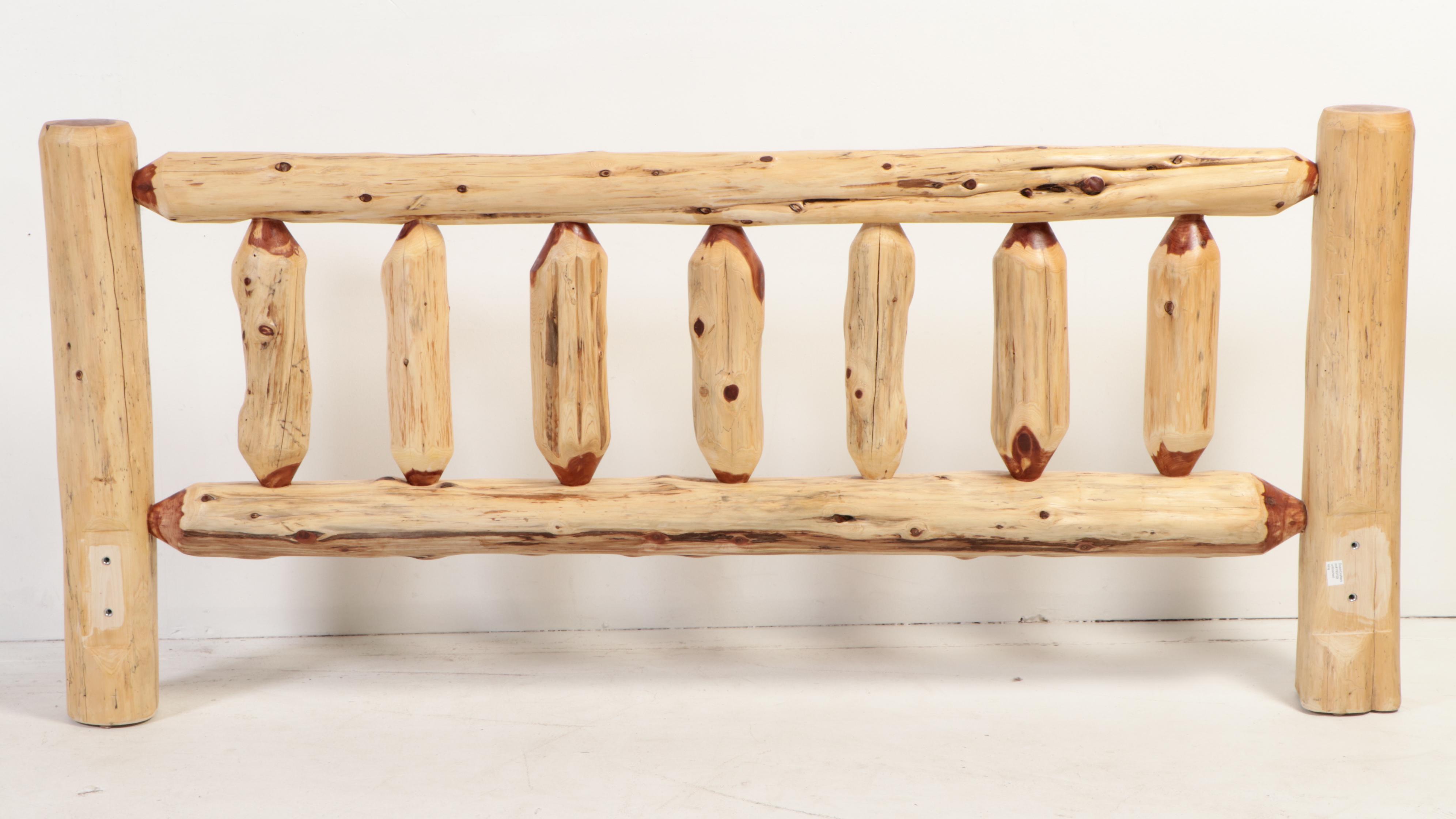 Rustic Scraped Log King Size Bed Frame