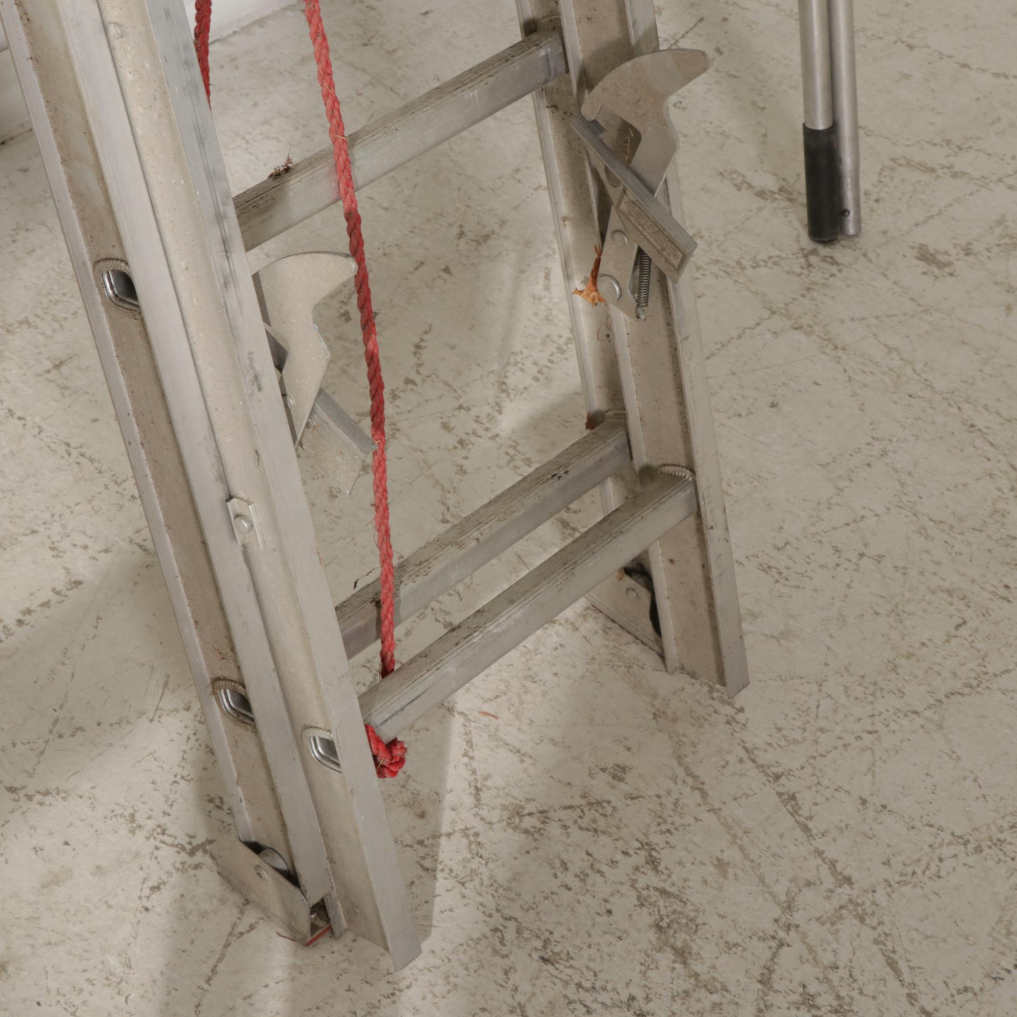 Werner 21' Aluminum Step Ladder, White Metal Extension Ladder, and Utility Pole