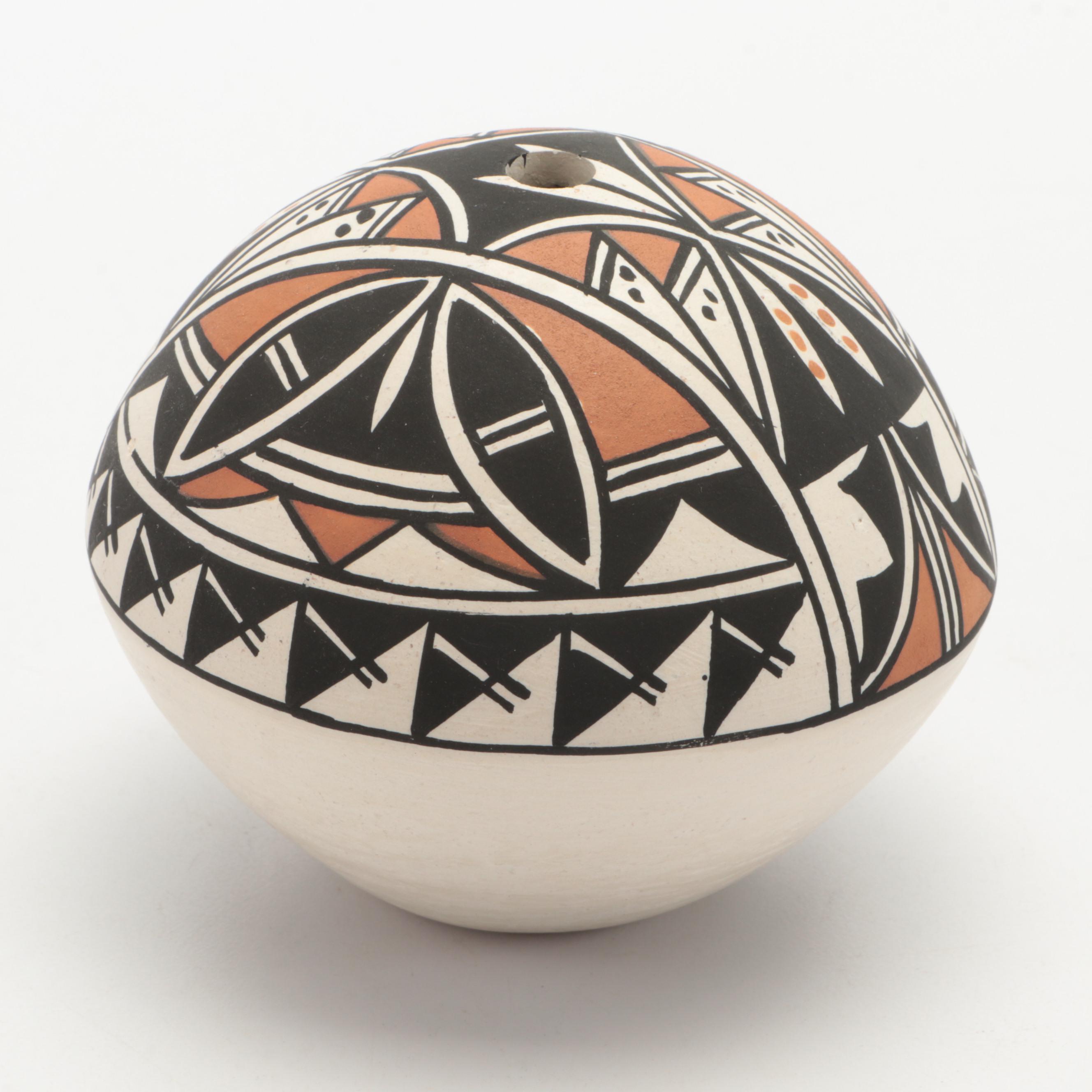 Artist Signed Acoma Pueblo Polychrome on White Pottery Seed Jars