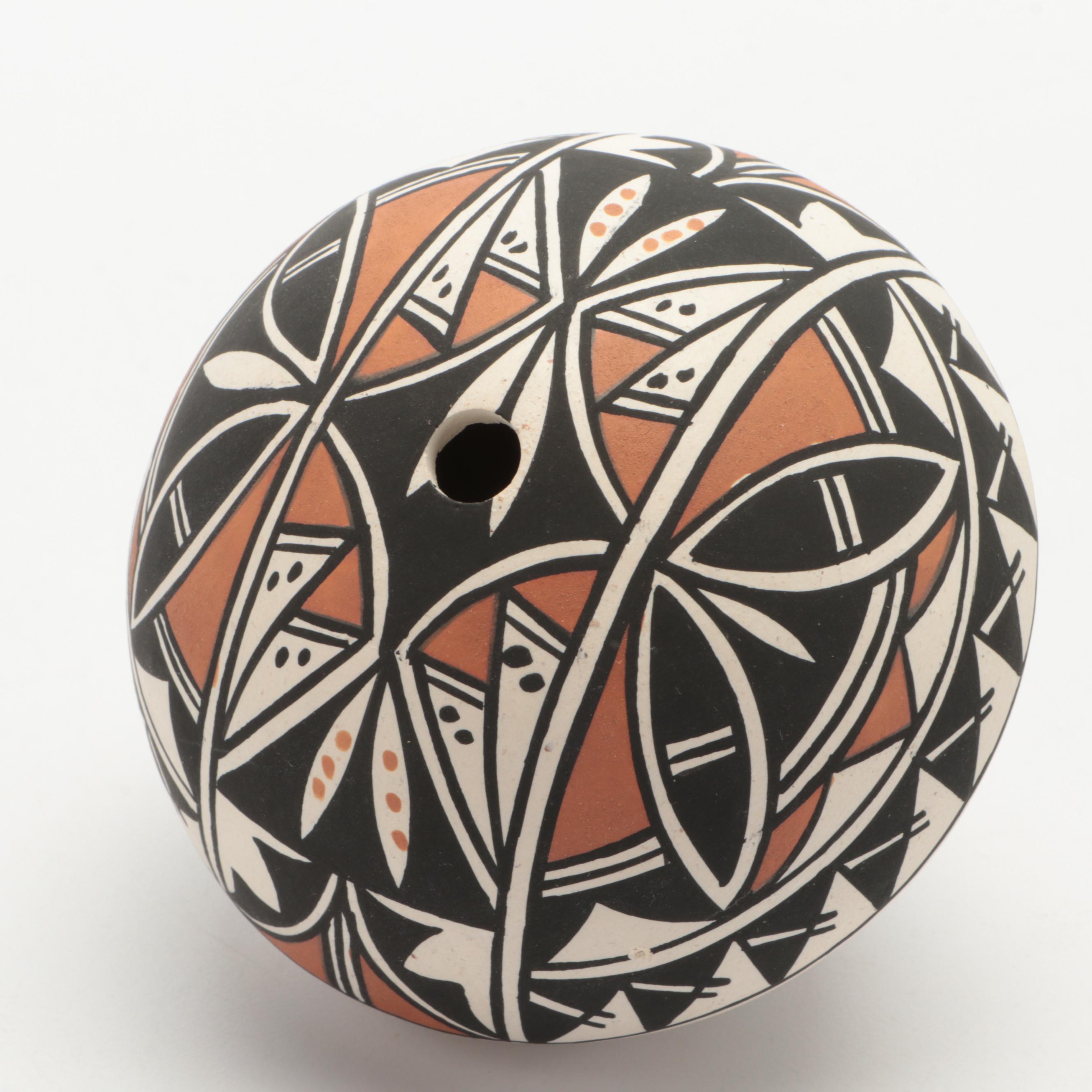 Artist Signed Acoma Pueblo Polychrome on White Pottery Seed Jars