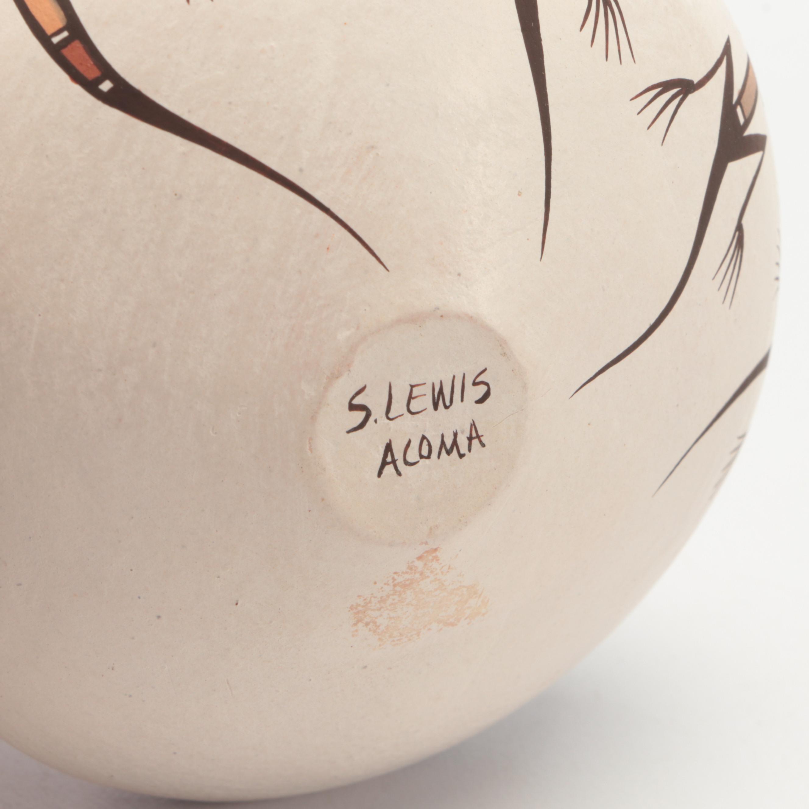 Artist Signed Acoma Pueblo Polychrome on White Pottery Seed Jars