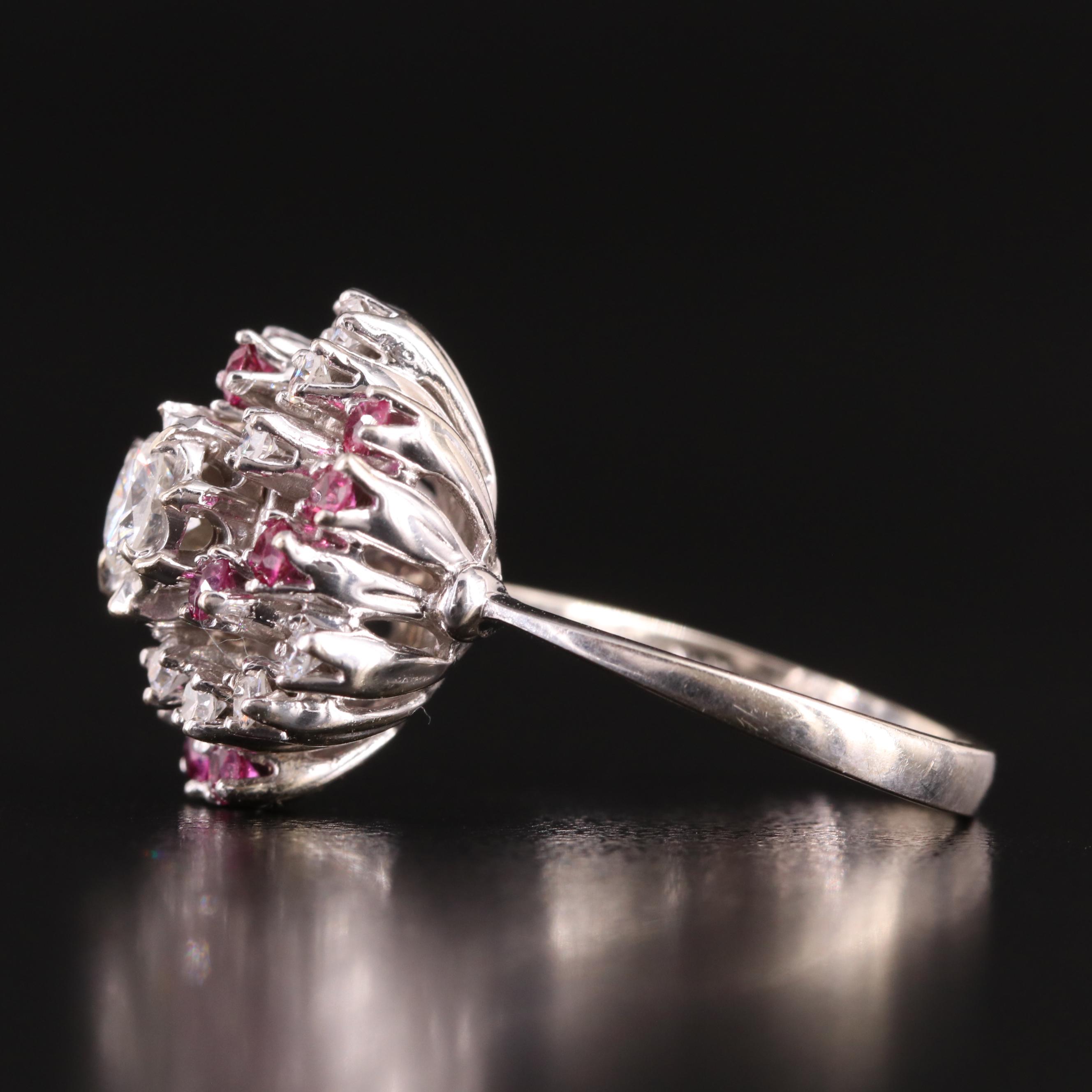 14K Diamond and Ruby Spiral Ring