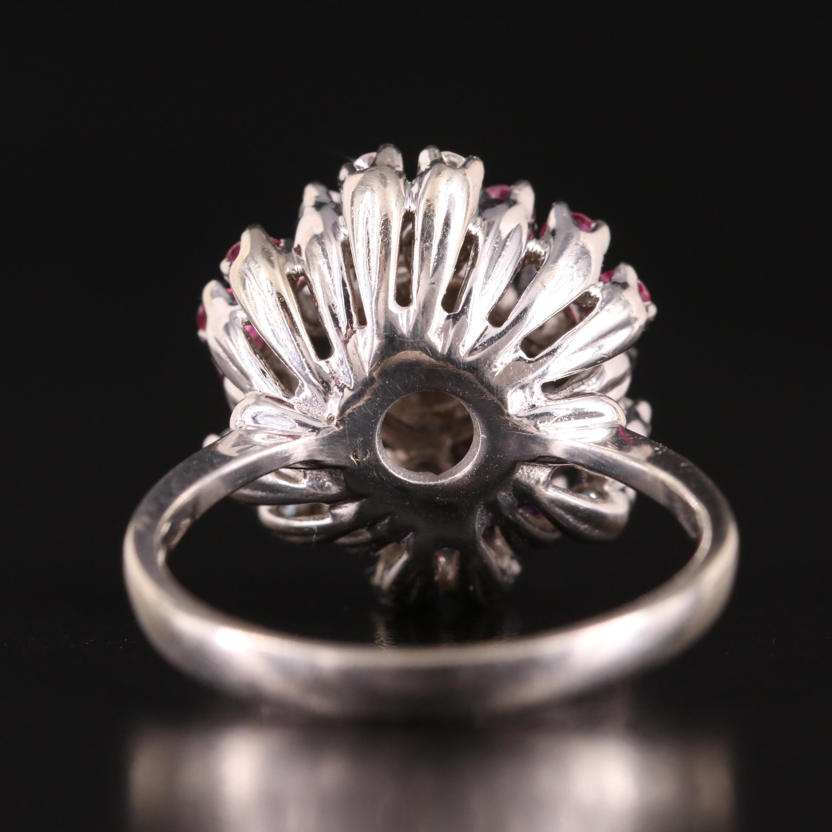 14K Diamond and Ruby Spiral Ring