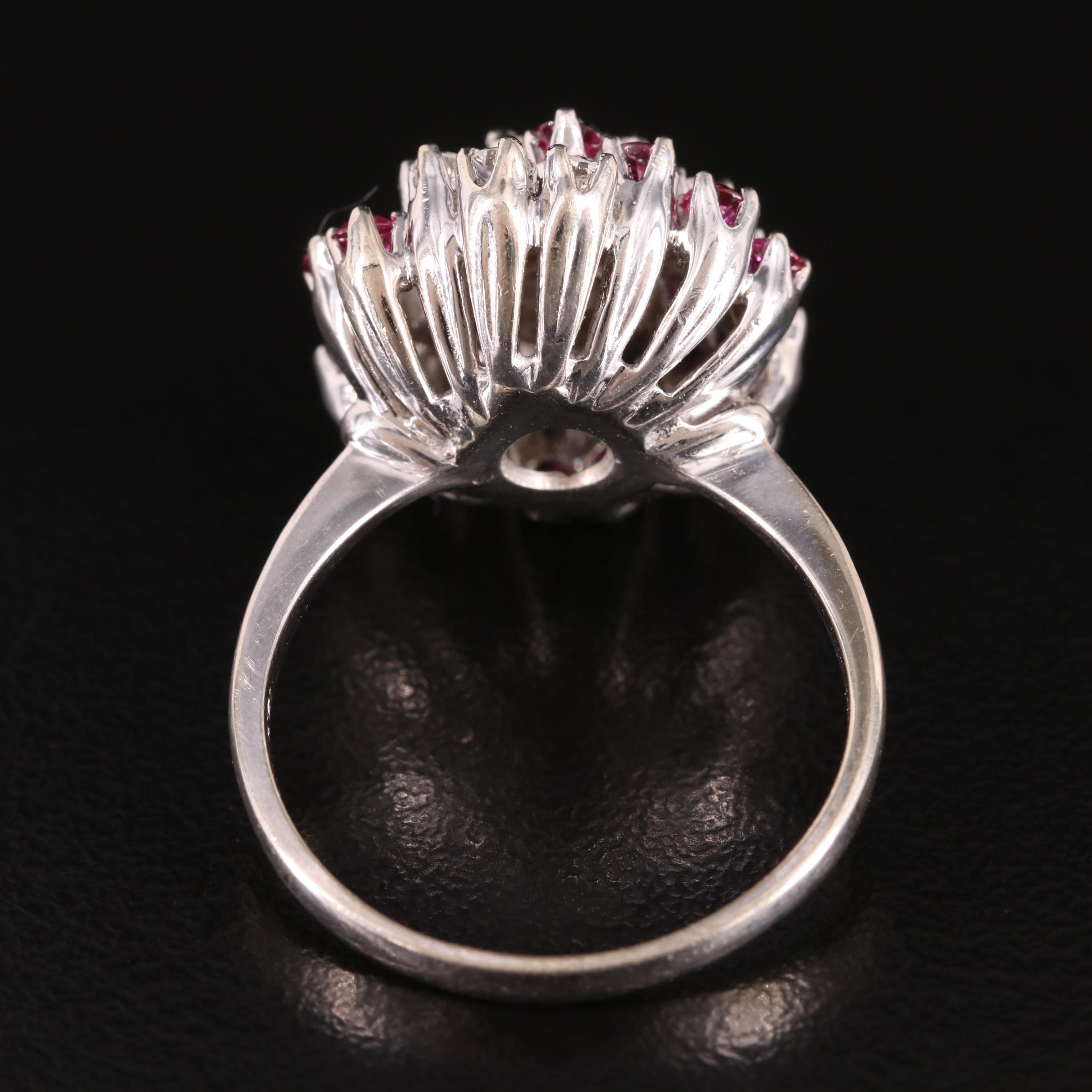 14K Diamond and Ruby Spiral Ring