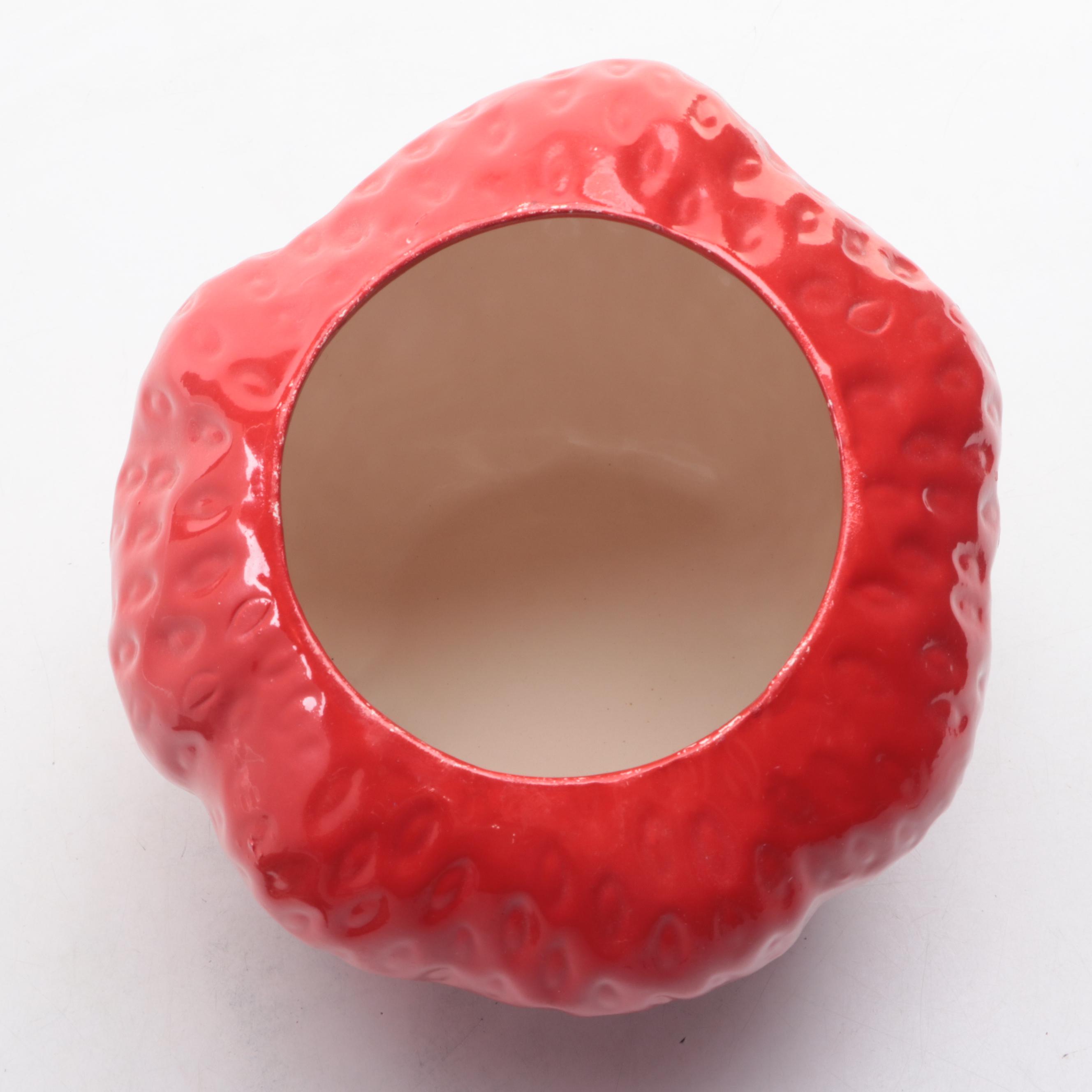 Ceramic Strawberry Shaped Cookie Jar, Mid to Late 20th Century