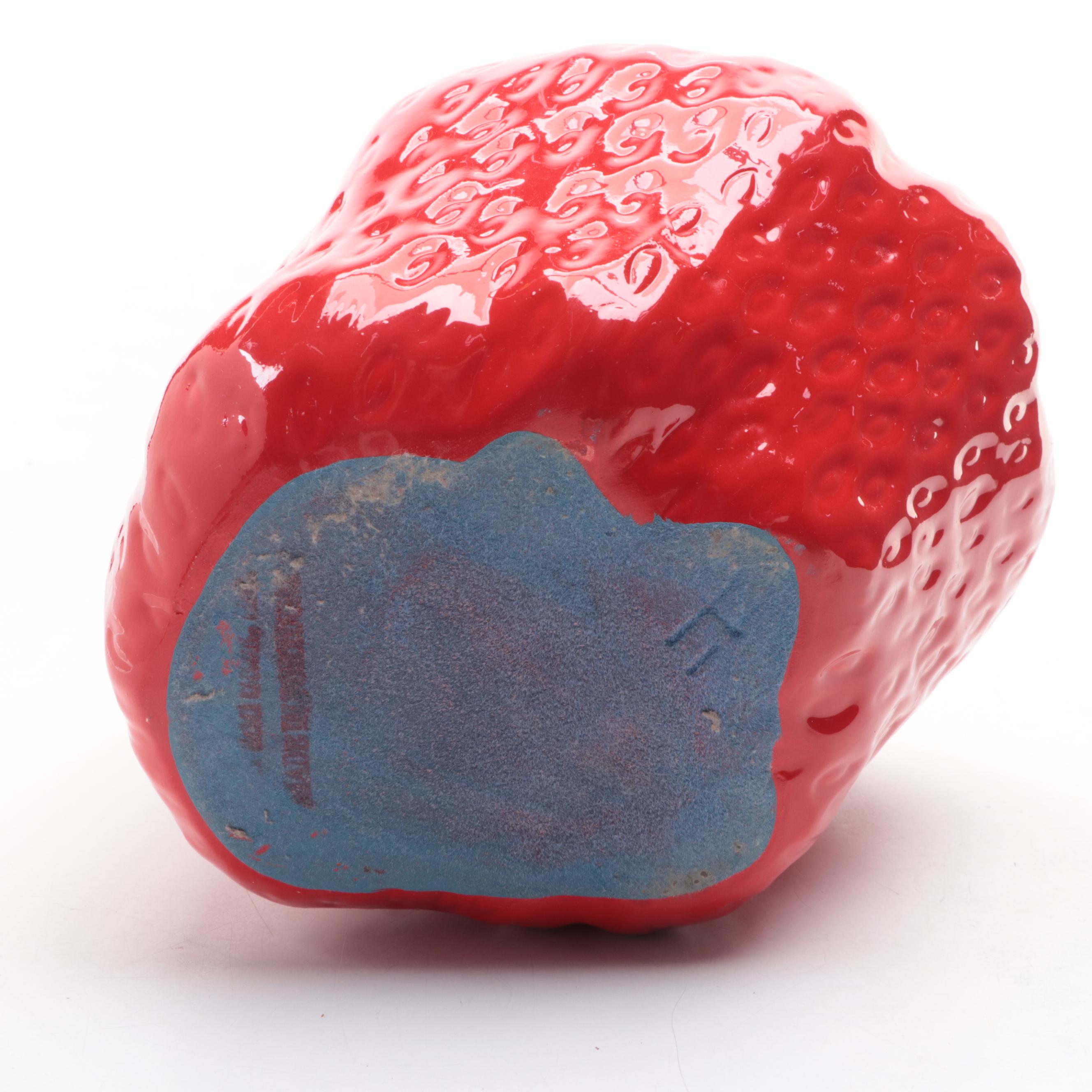 Ceramic Strawberry Shaped Cookie Jar, Mid to Late 20th Century