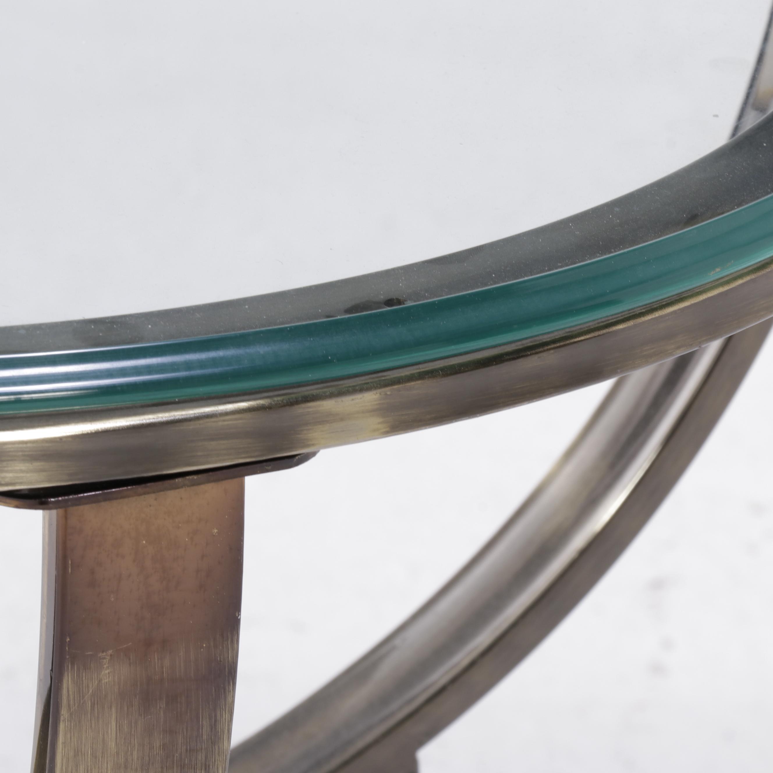 Rosalco "Commodore Collection" Metal and Glass Top End Table, Late 20th Century