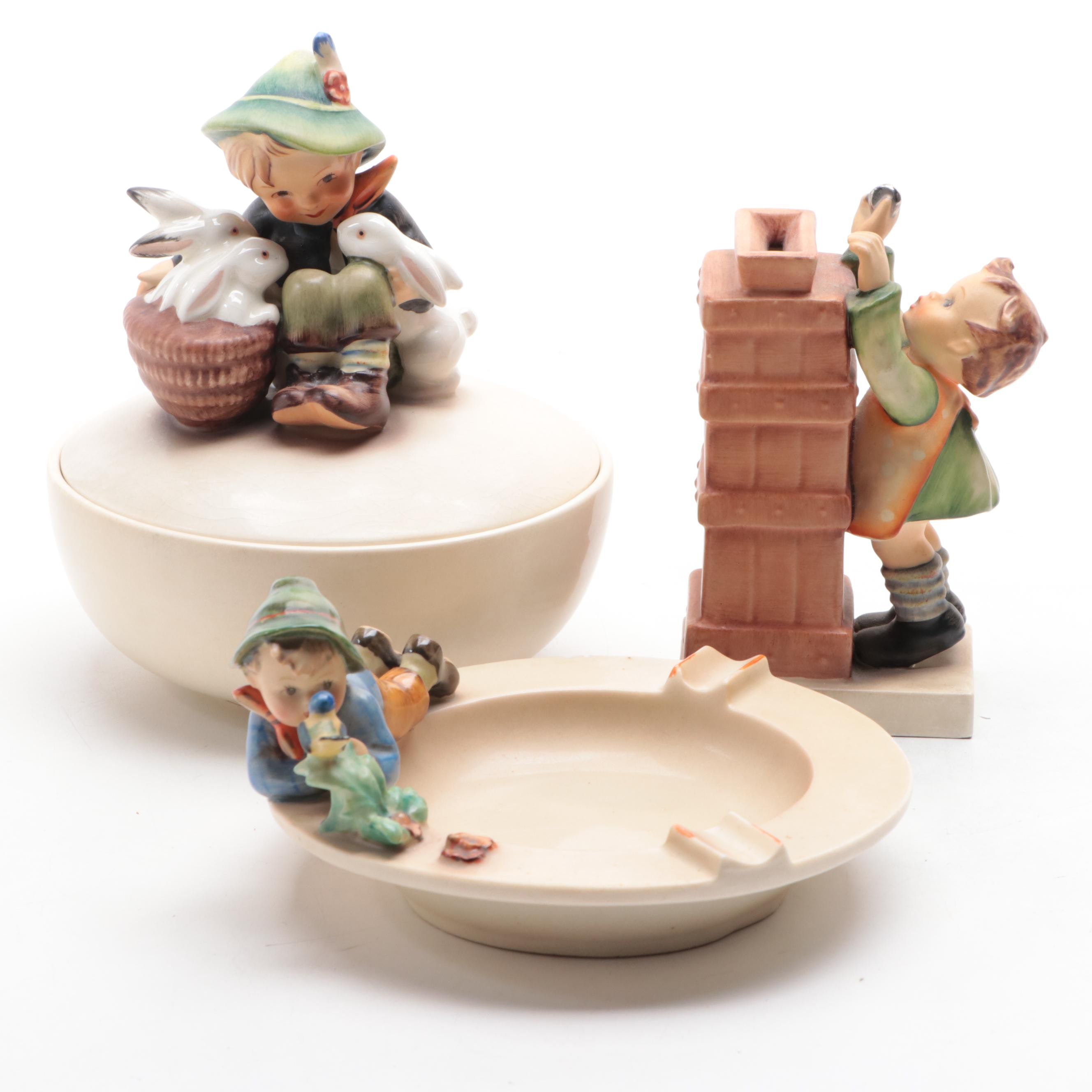 Goebel Porcelain Hummel Bowl, Ashtray and Bank, Mid to Late 20th Century