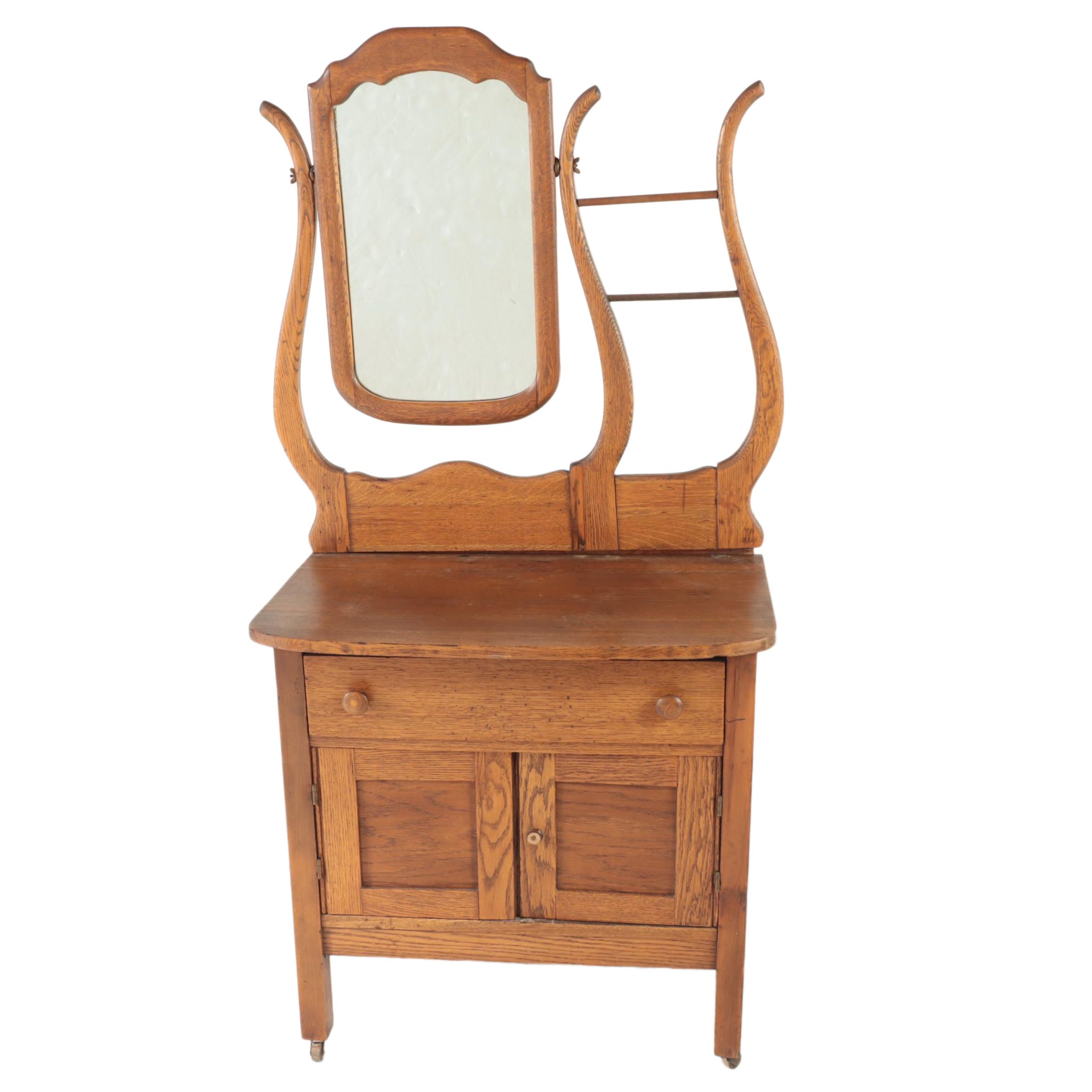 Late Victorian Oak Mirror-Back Washstand, circa 1900