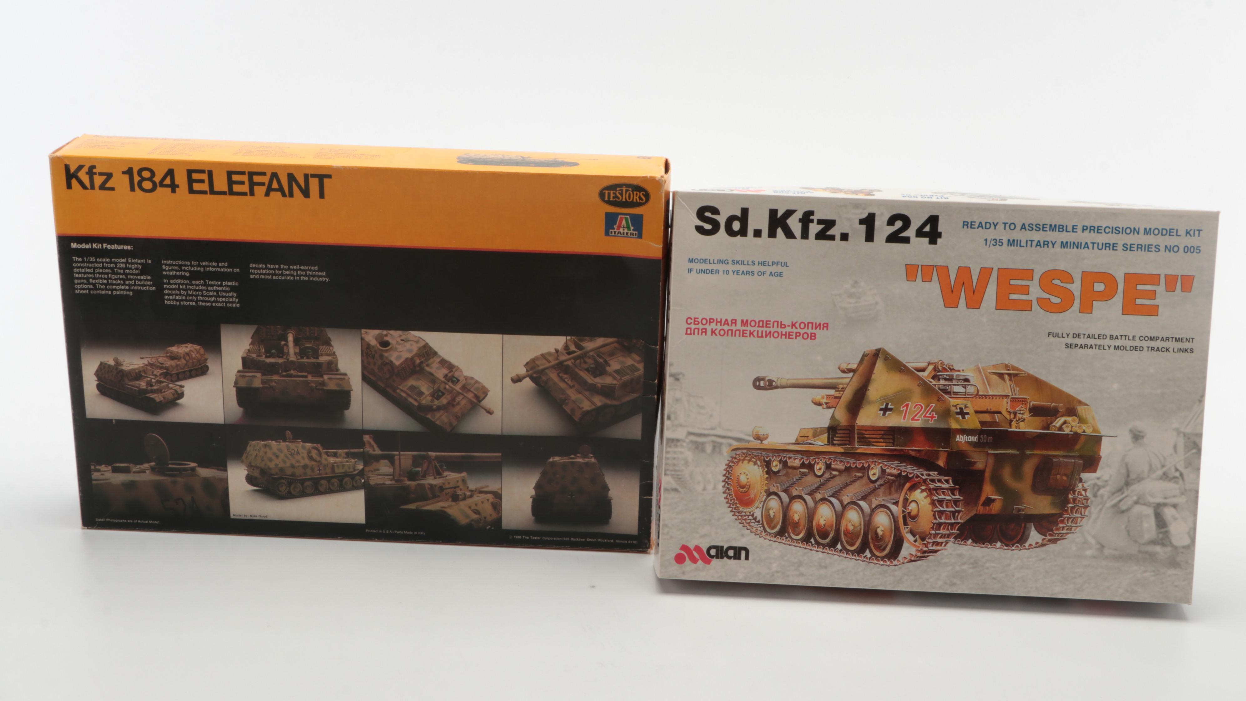 Mobelwagen, Wespe, Schienenwagen, and More Model Tank Kits