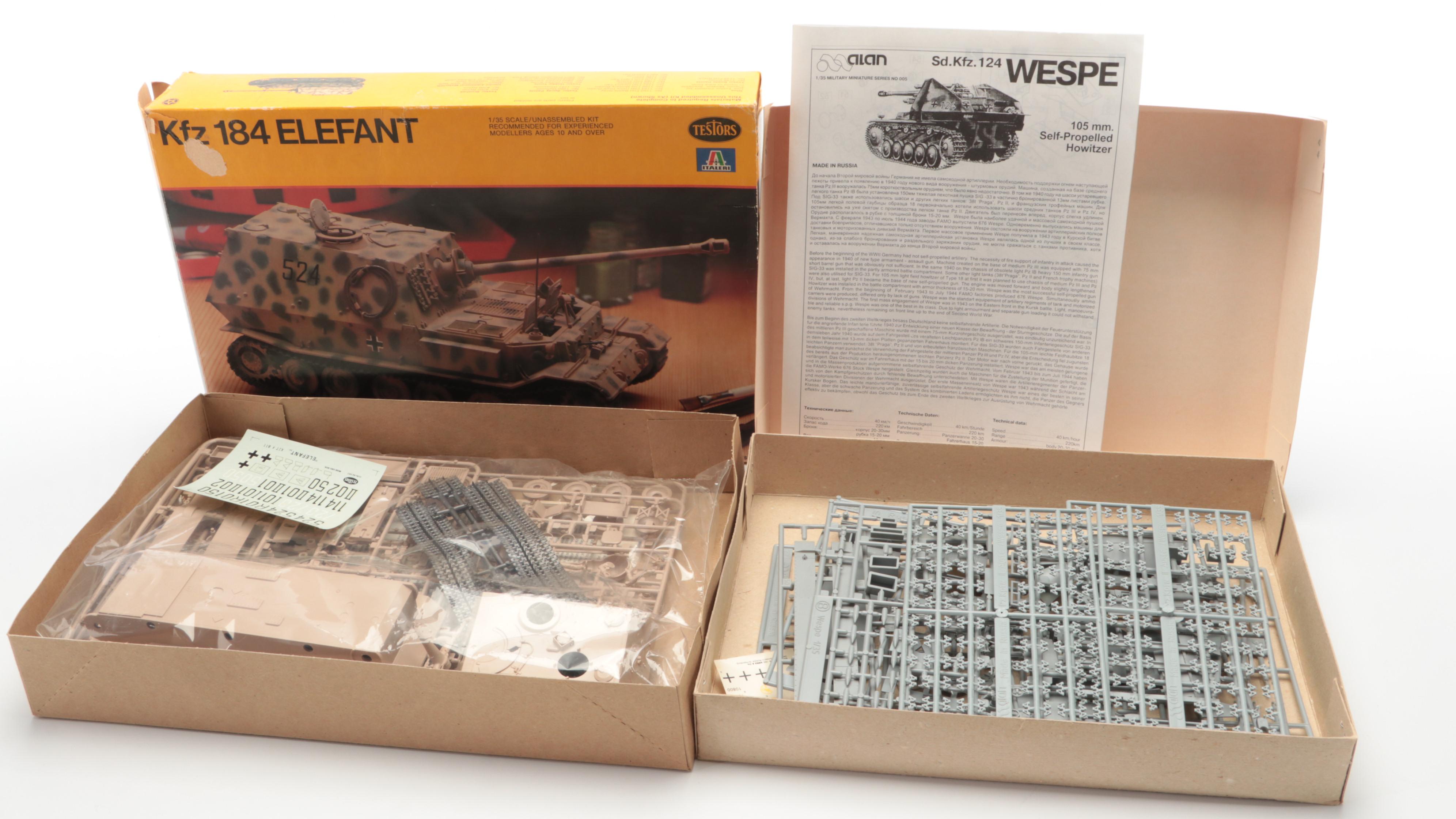 Mobelwagen, Wespe, Schienenwagen, and More Model Tank Kits