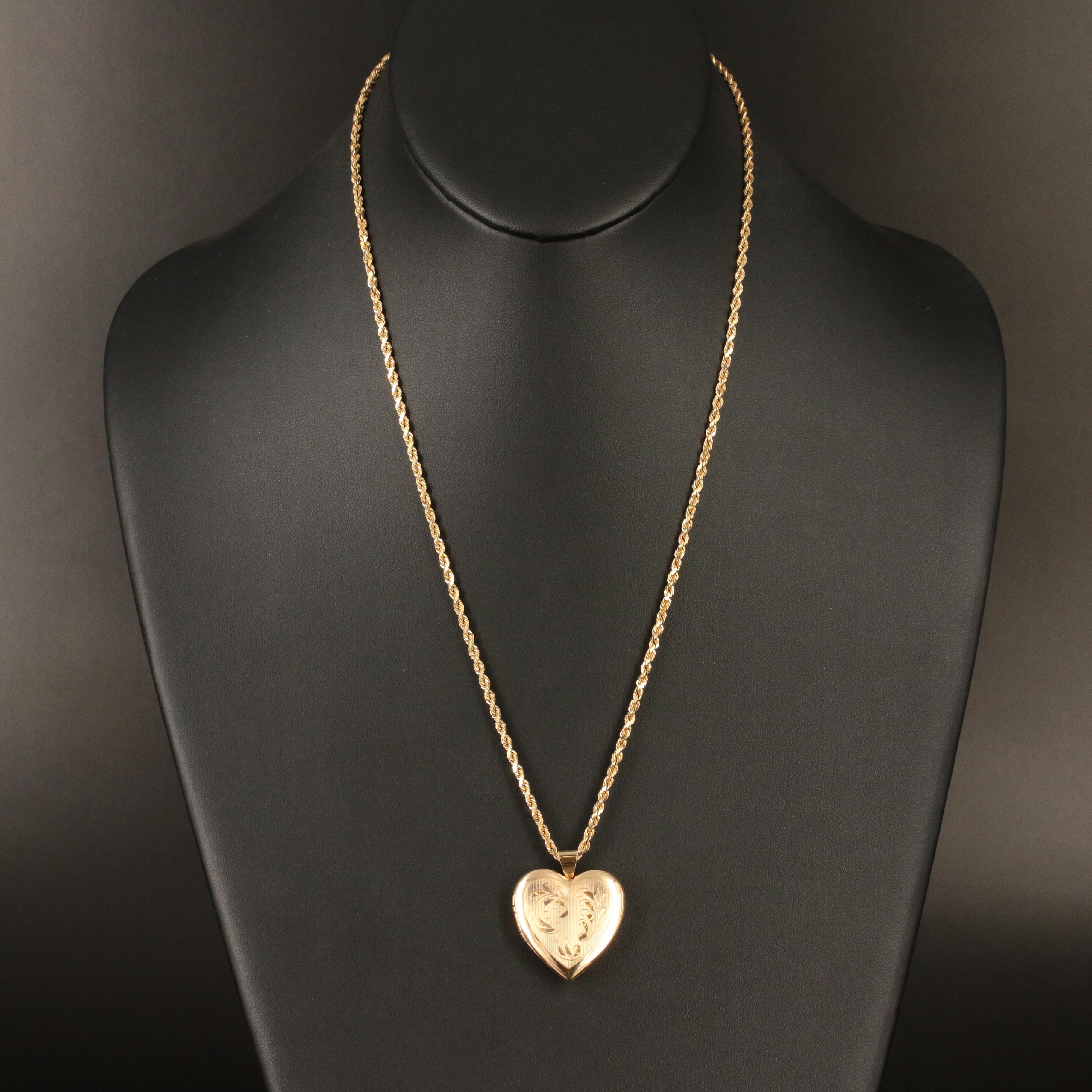 14K Four Photograph Heart Locket Necklace